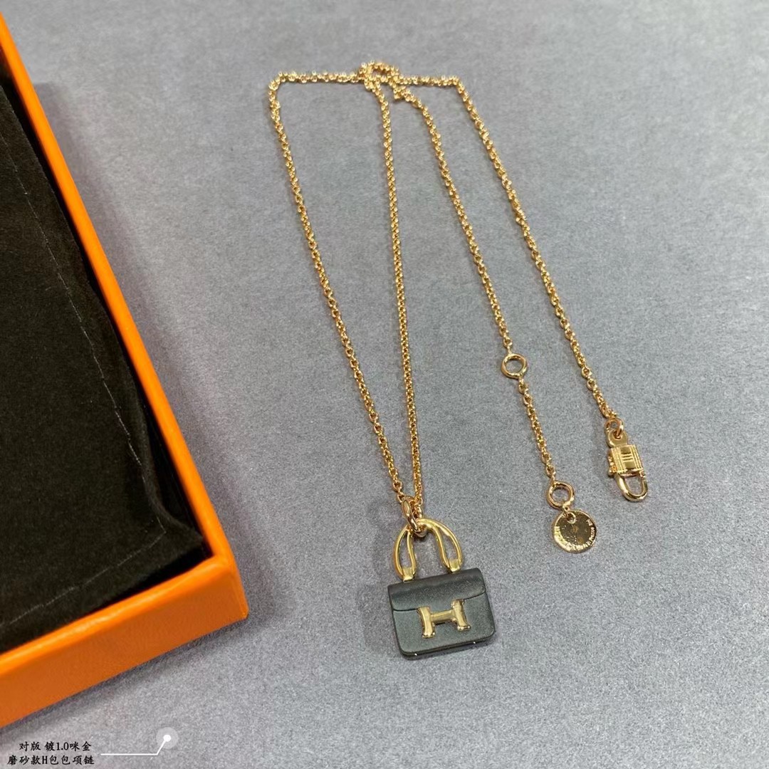[TOP] HERMES Bag Necklace-Gold