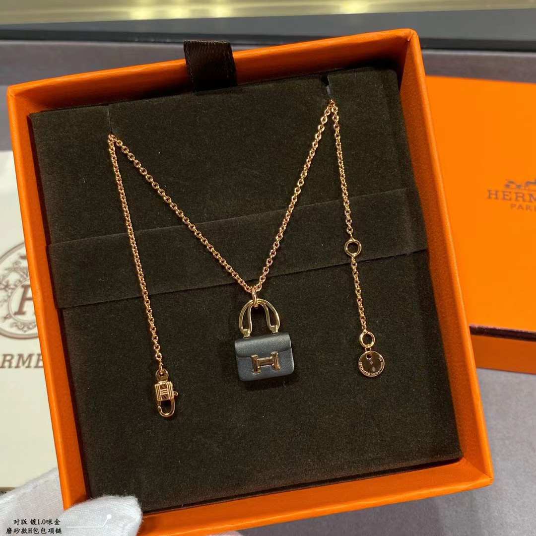 [TOP] HERMES Bag Necklace-Gold