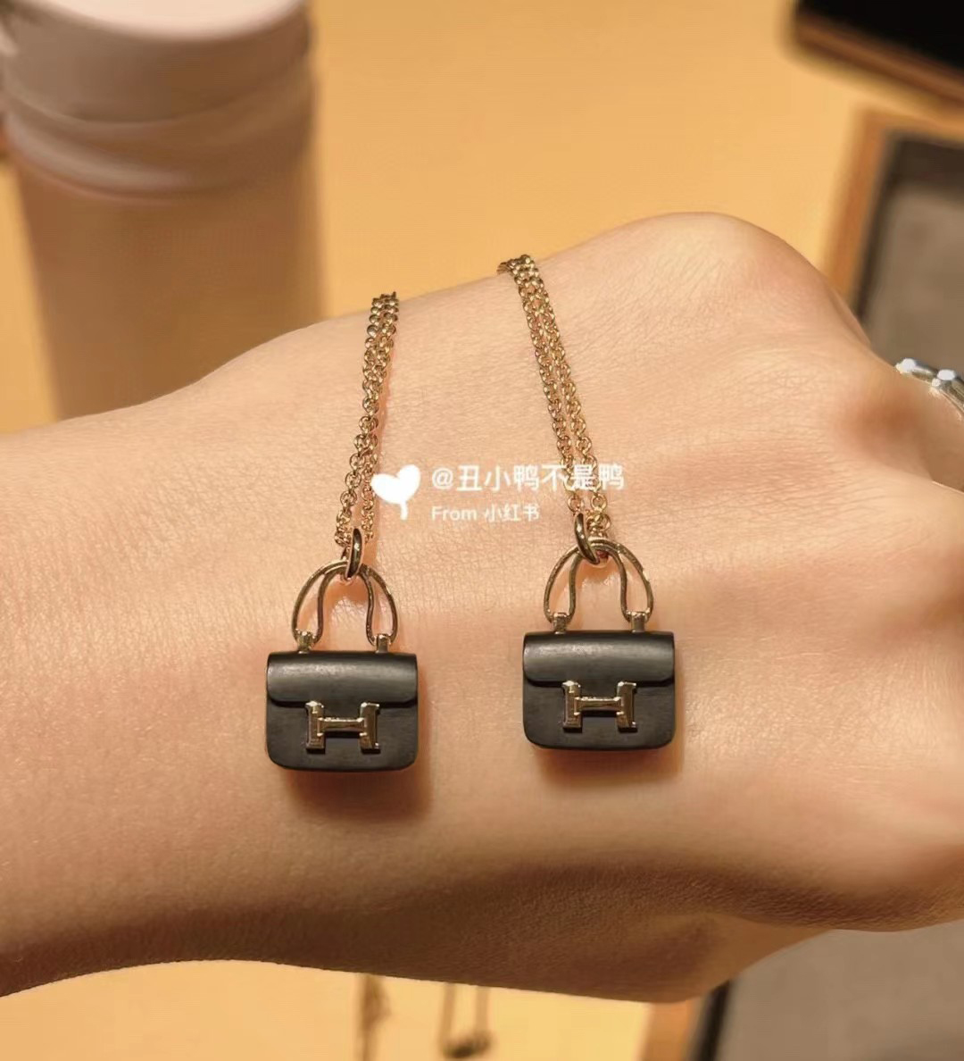 [TOP] HERMES Bag Necklace-Gold