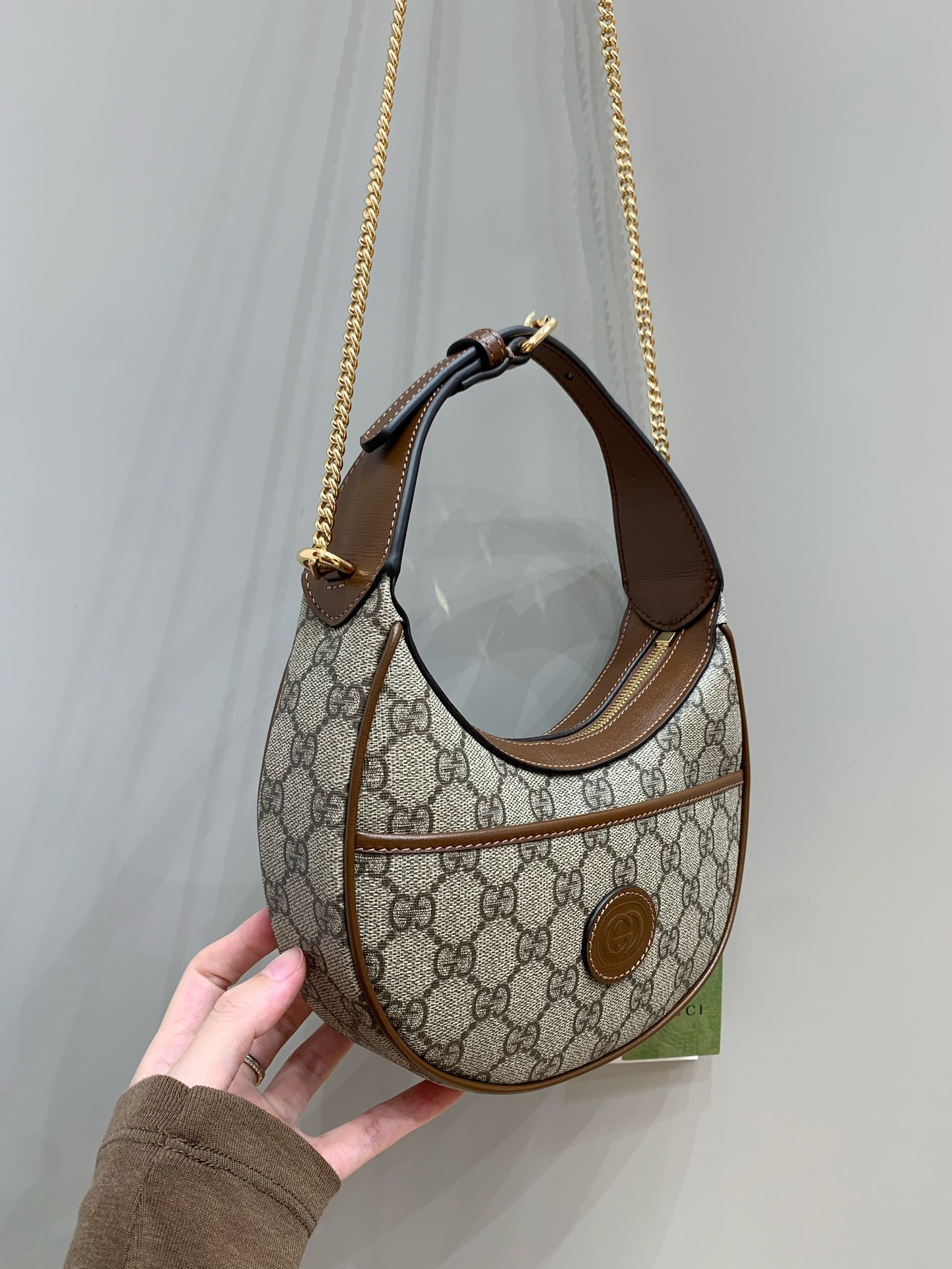 [TOP] GUCCI Ophidia Half Moon Handbag 21.5x11x5cm - GHW