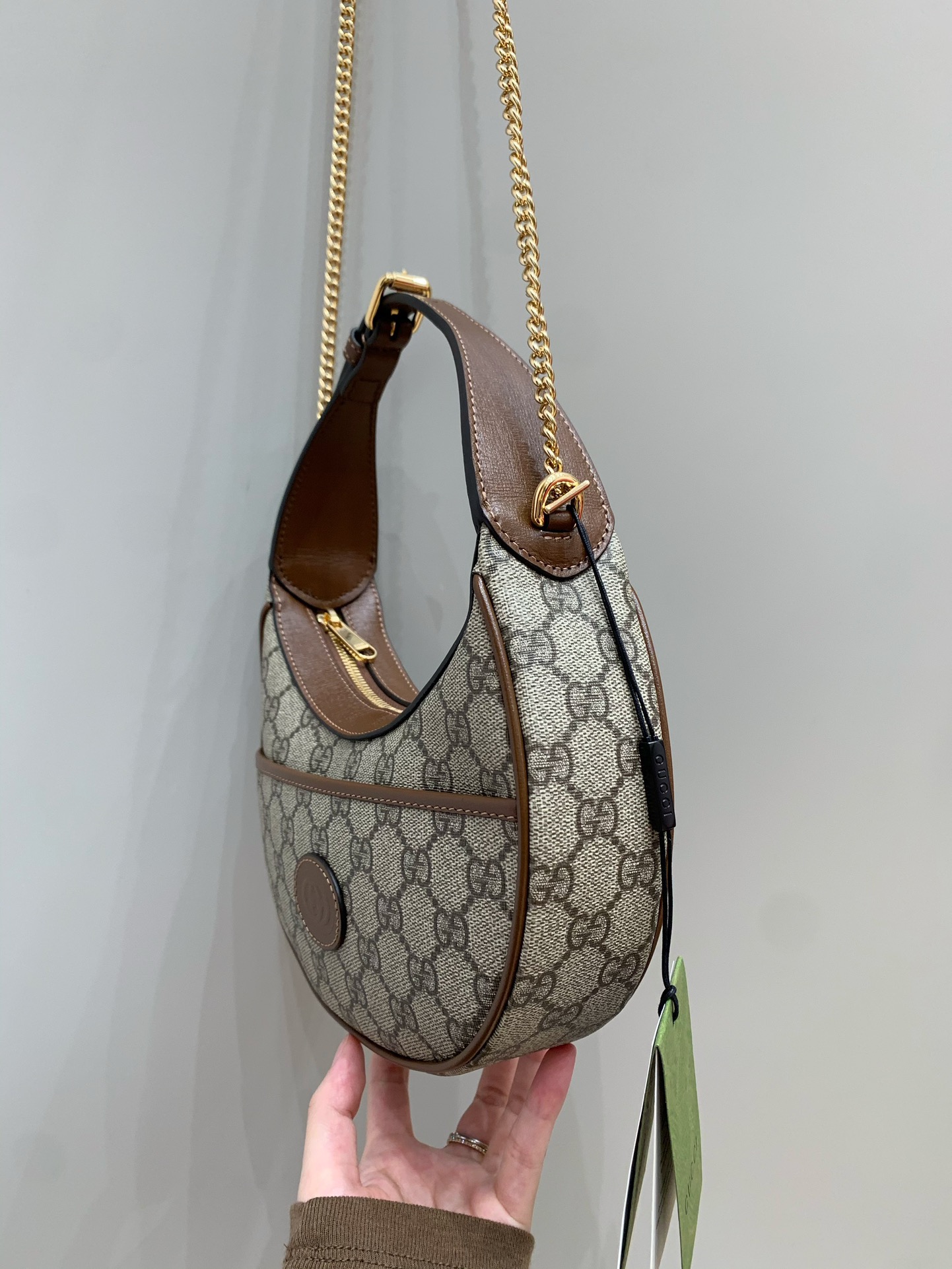 [TOP] GUCCI Ophidia Half Moon Handbag 21.5x11x5cm - GHW