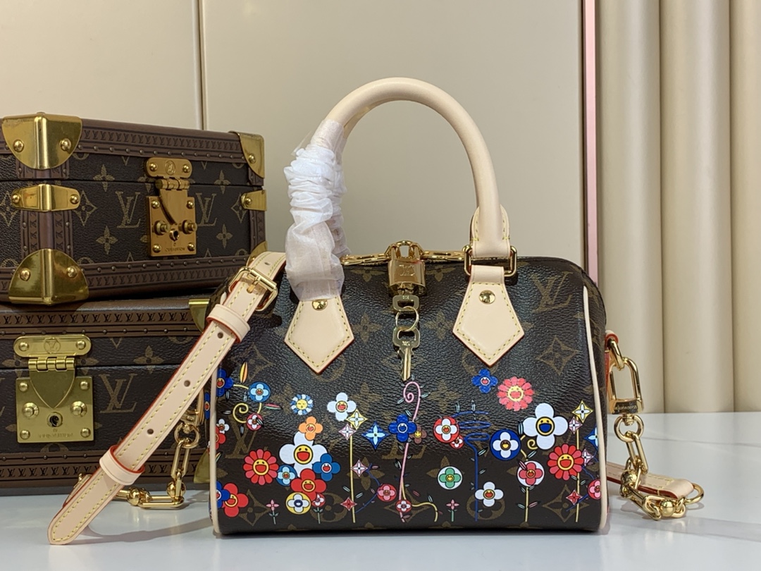 [TOP] Louis Vuitton LV Speedy Bandoulière 20 Bag Monogram Floral Pattern 20.5 x 13.5 x 12 cm - Brown