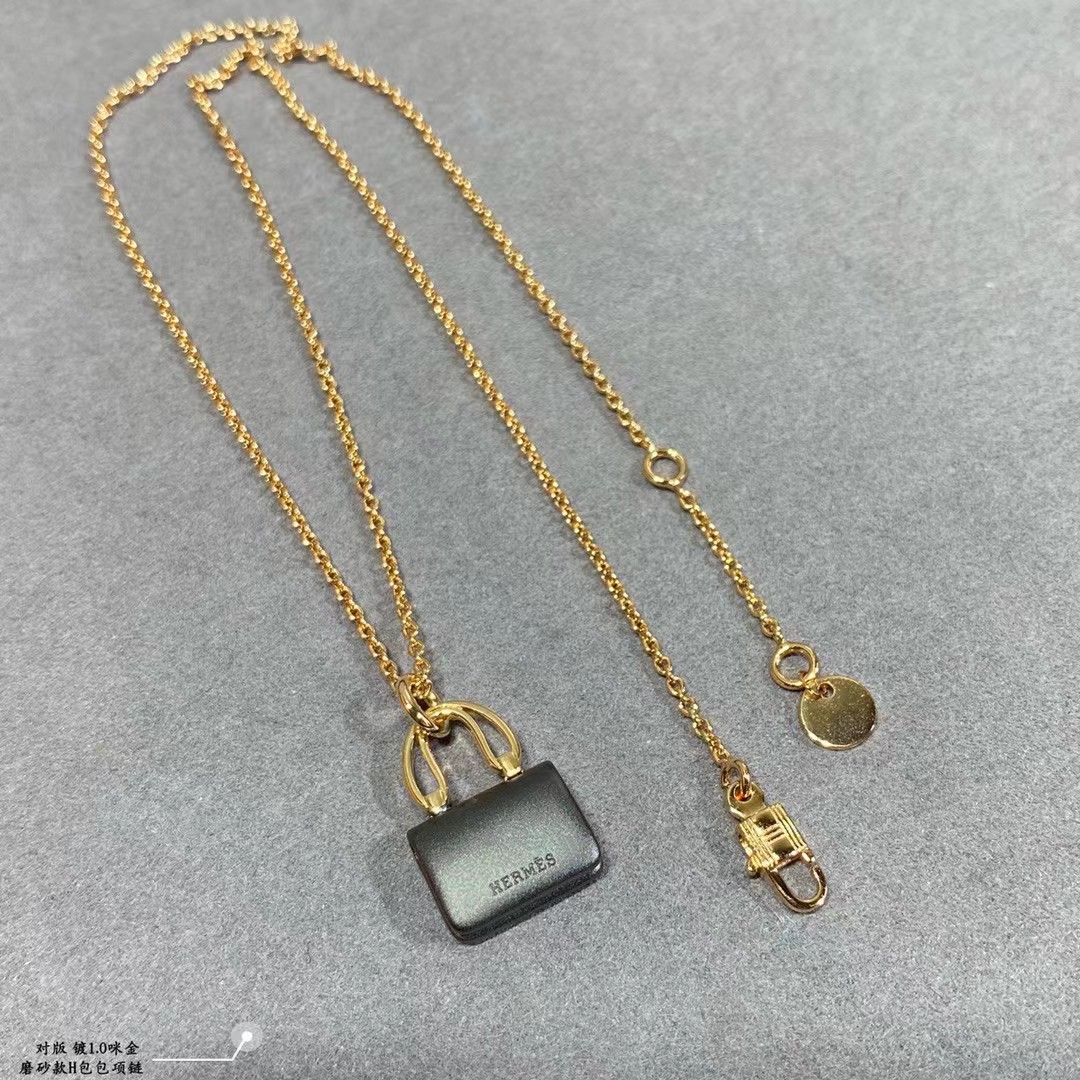 [TOP] HERMES Bag Necklace-Gold