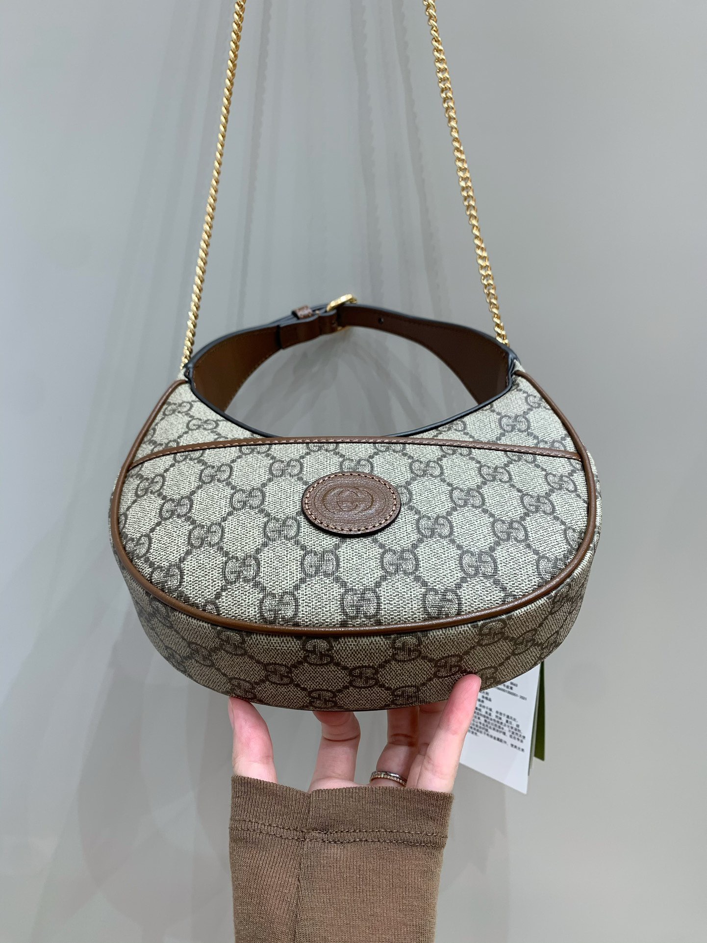 [TOP] GUCCI Ophidia Half Moon Handbag 21.5x11x5cm - GHW