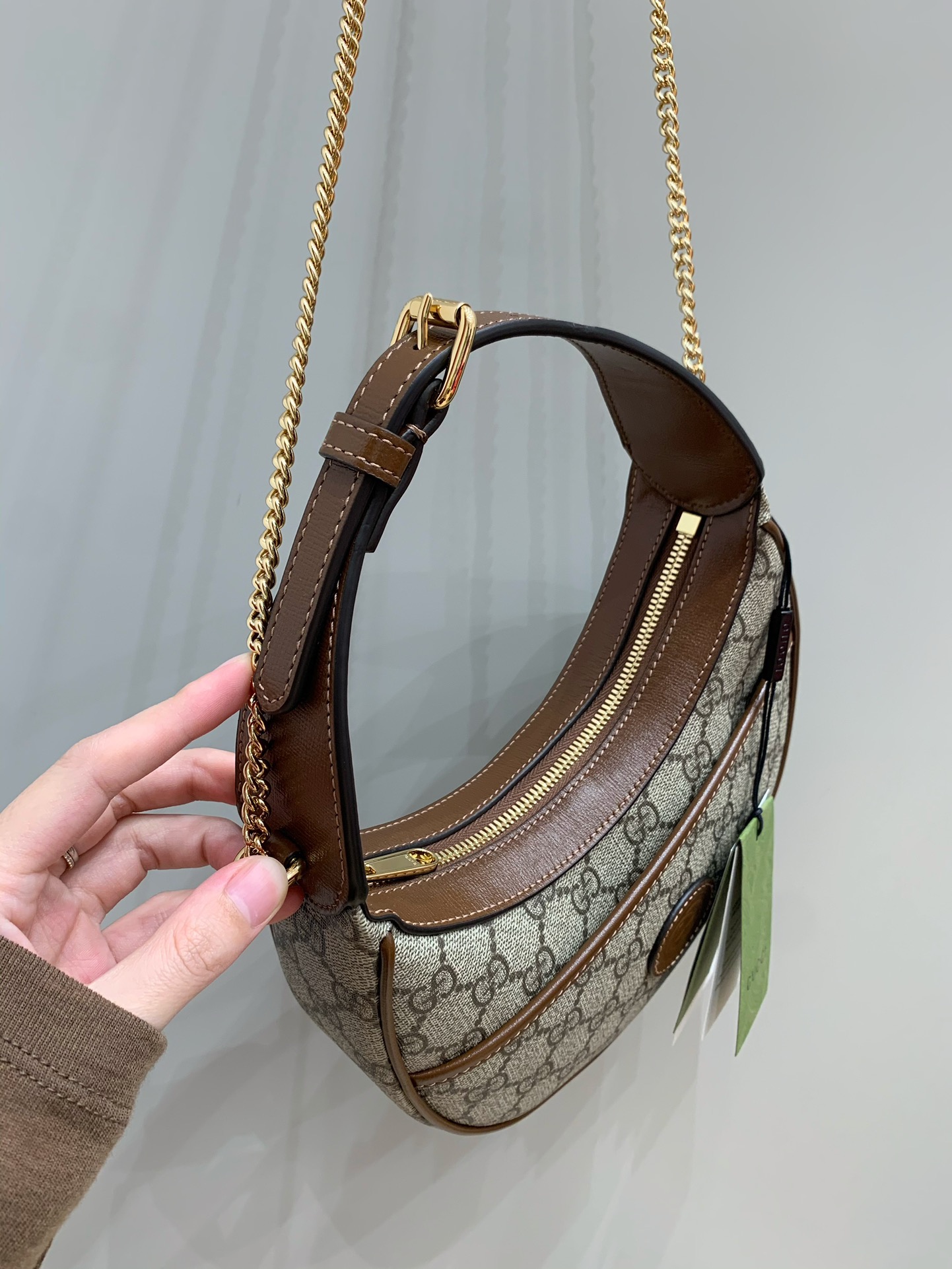 [TOP] GUCCI Ophidia Half Moon Handbag 21.5x11x5cm - GHW