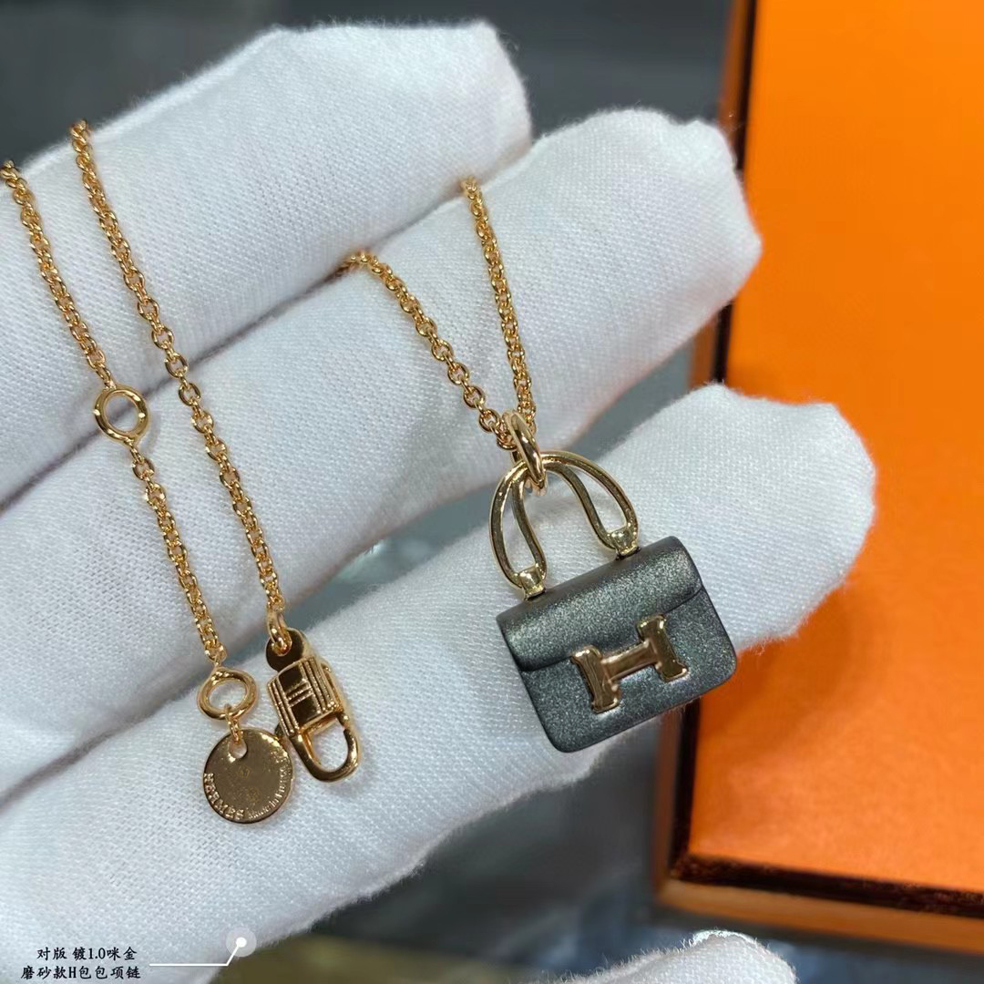 [TOP] HERMES Bag Necklace-Gold