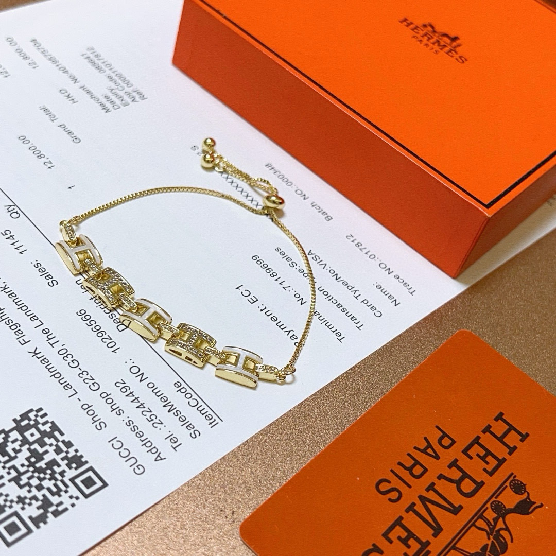 [TOP] HERMES H Bracelet - Gold