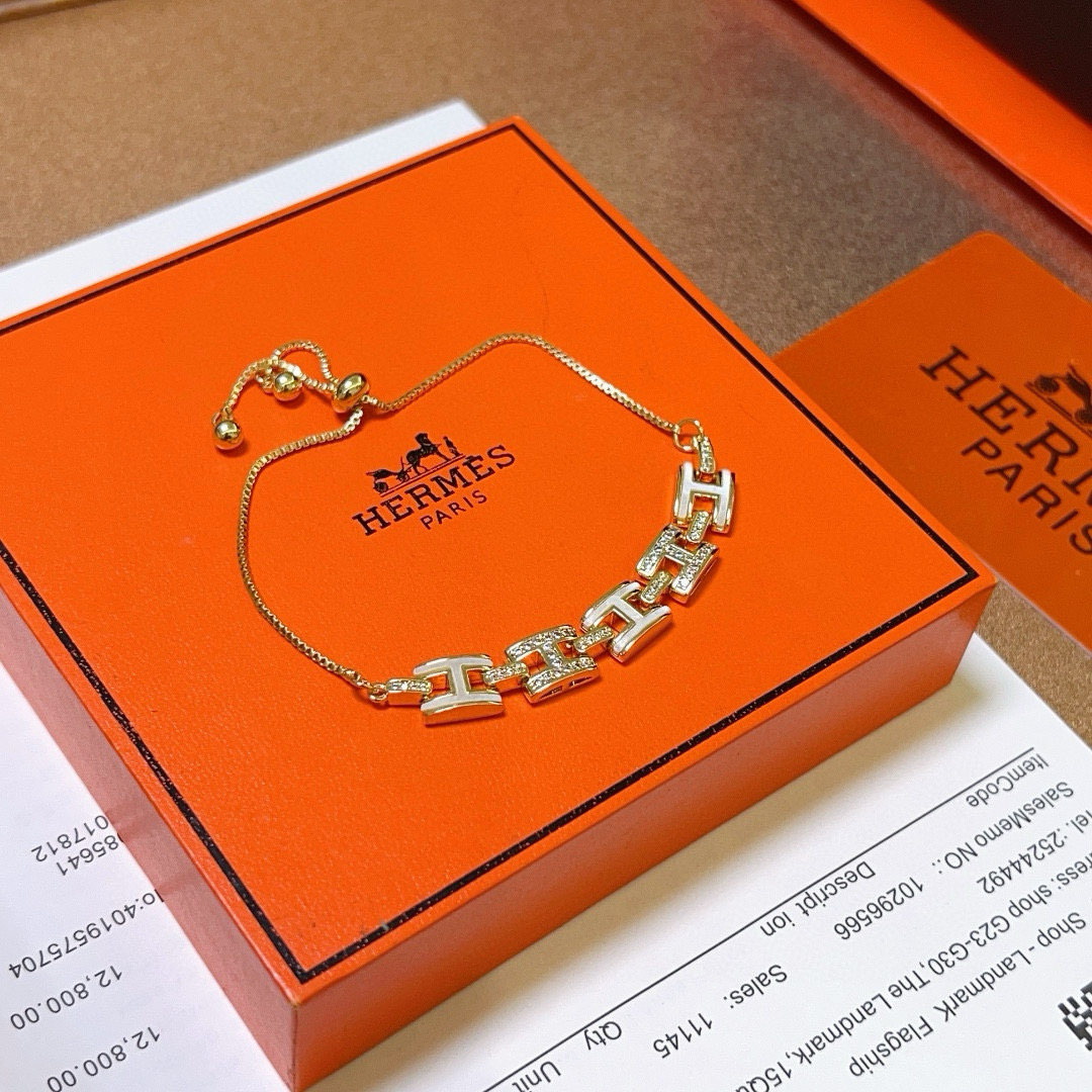 [TOP] HERMES H Bracelet - Gold