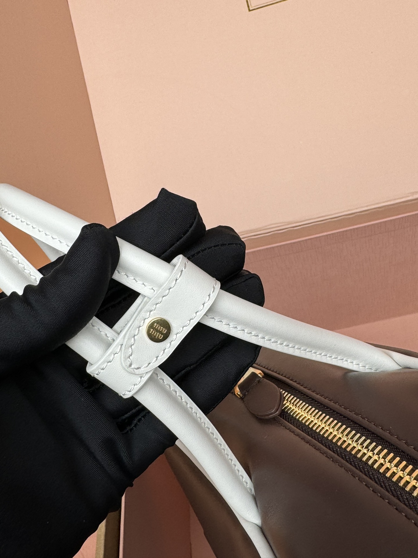 [TOP] Miu Miu Cow Leather Handbag 34x23x10cm - Chocolate