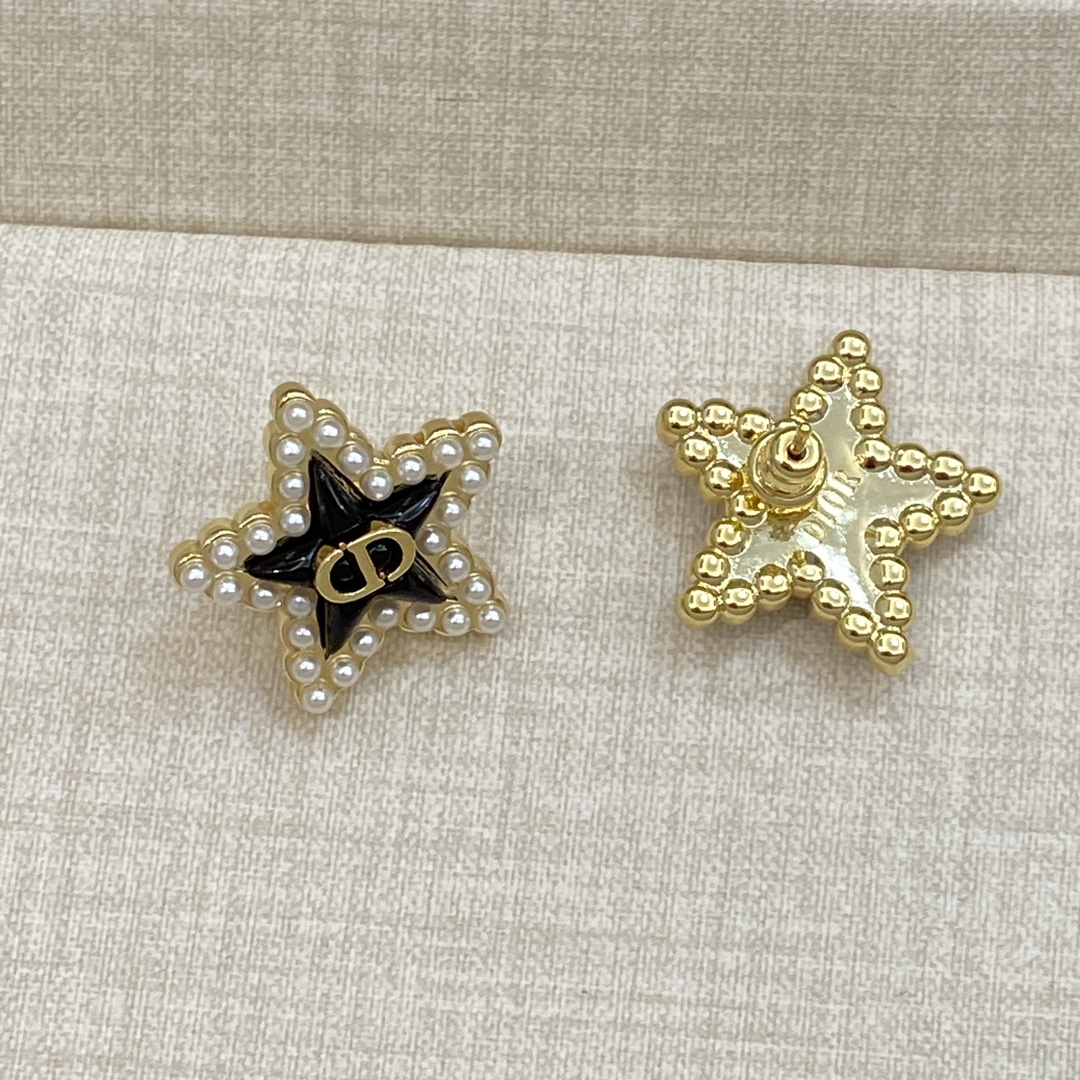 [TOP] Christian Dior Earrings - Black and Gold