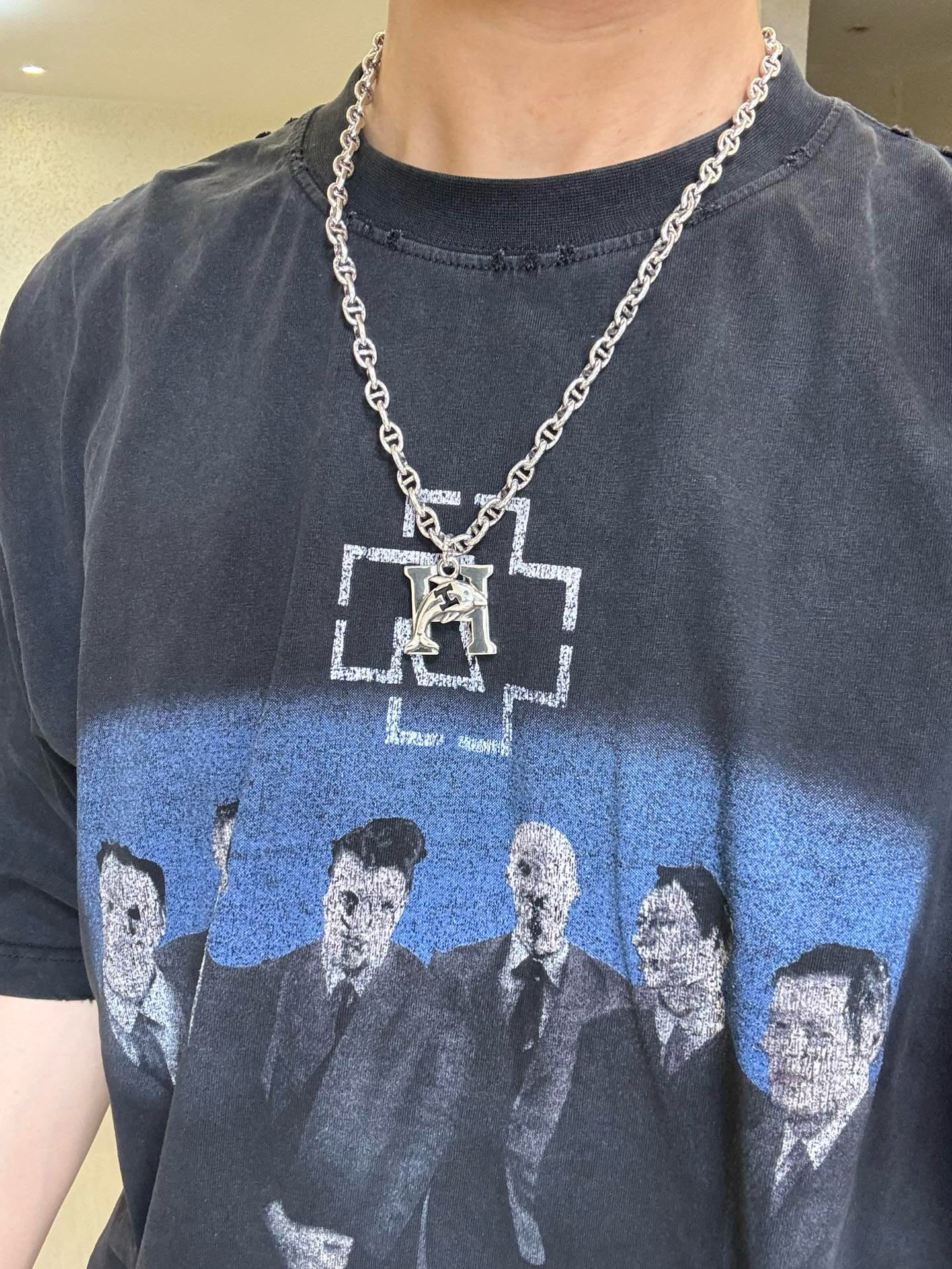 [TOP] HERMES H Long Necklace-Sliver