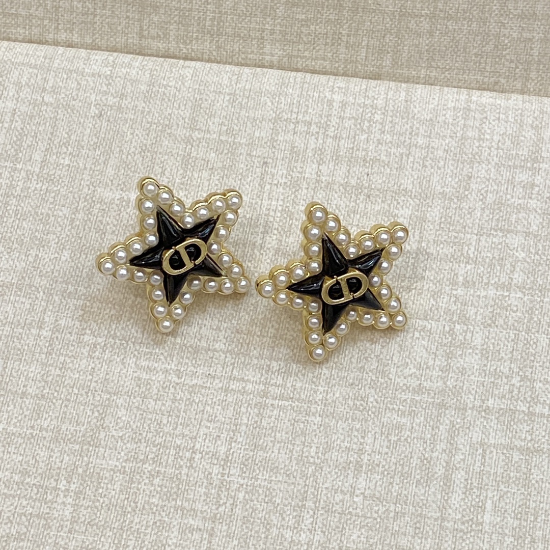 [TOP] Christian Dior Earrings - Black and Gold