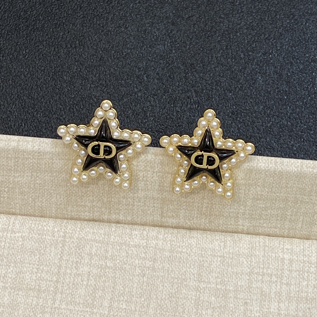 [TOP] Christian Dior Earrings - Black and Gold