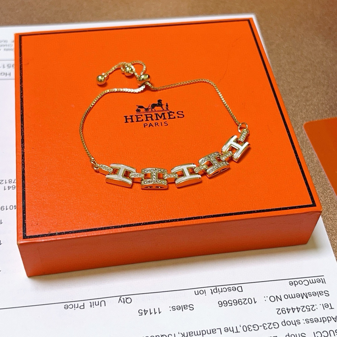 [TOP] HERMES H Bracelet - Gold