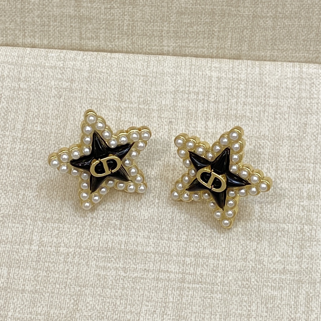 [TOP] Christian Dior Earrings - Black and Gold