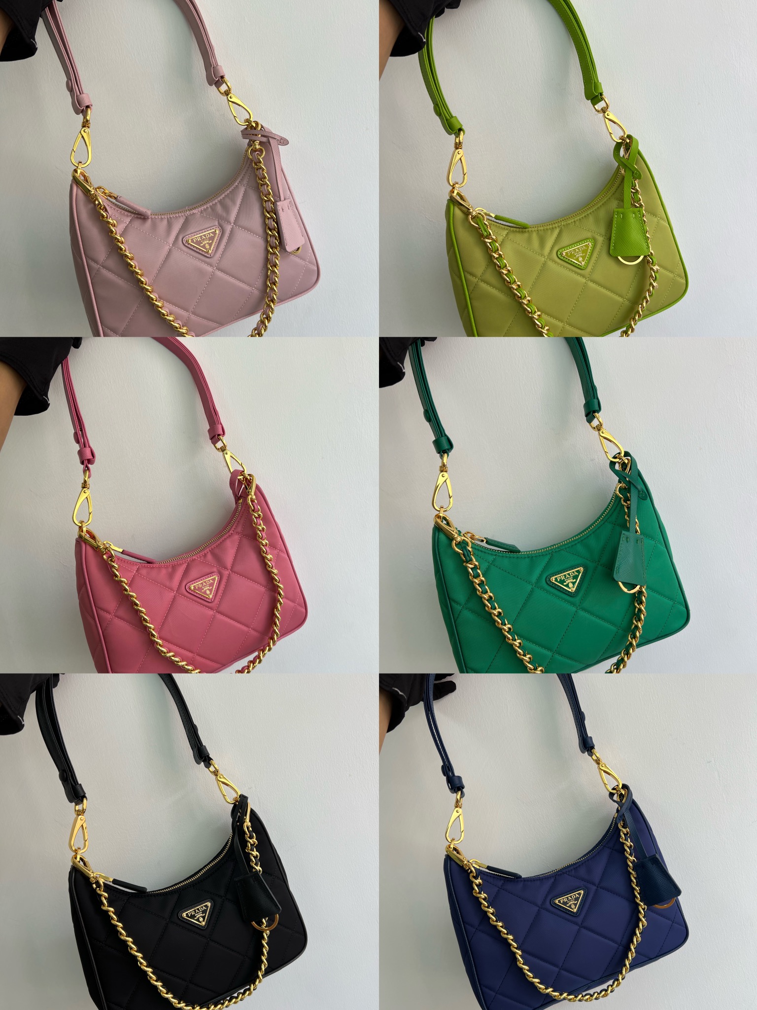 [TOP] PRADA Hobo Underarm Bag Nylon 22*18*6cm - 6 Colour