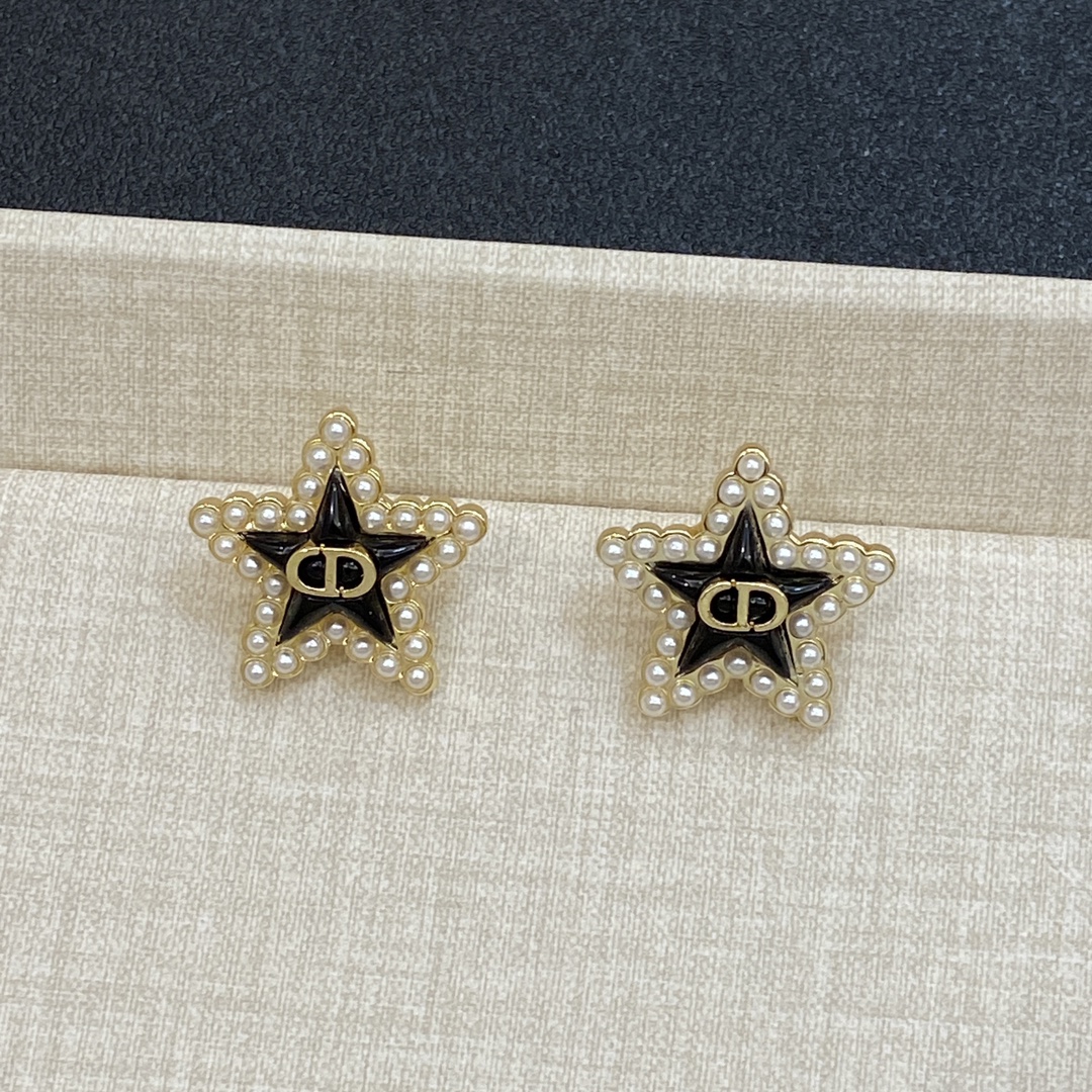 [TOP] Christian Dior Earrings - Black and Gold