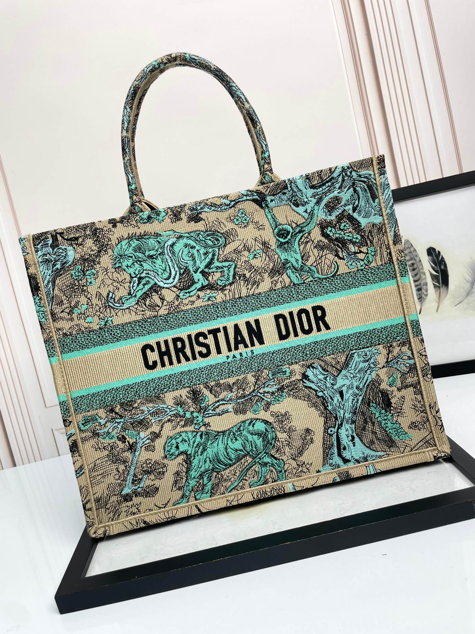 [TOP] Christian Dior Book Tote Bag 3 Sizes - Green