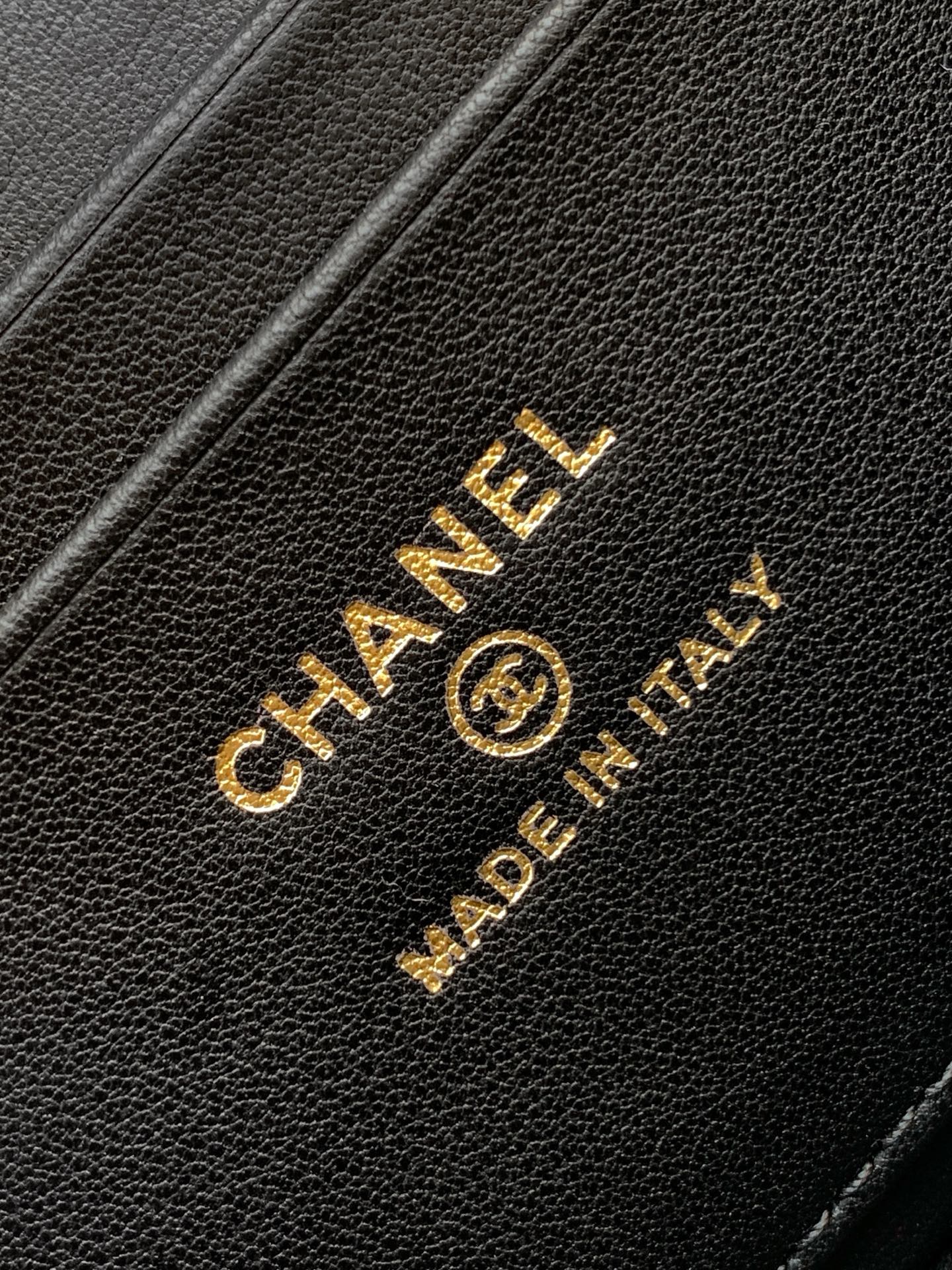 [TOP] CHANEL Vanity Case Bag 25C Chain Clutch Bag Denim 17*19.5*5cm - Black