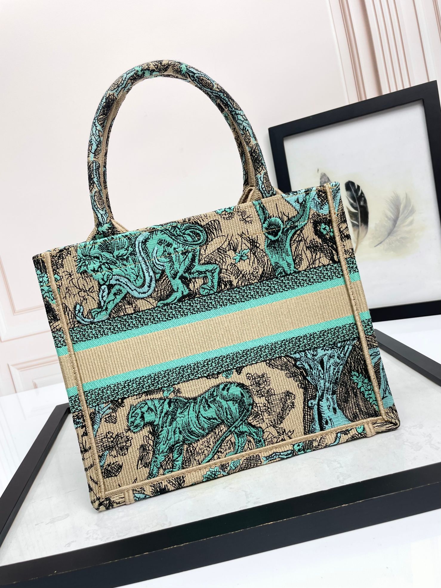 [TOP] Christian Dior Book Tote Bag 3 Sizes - Green