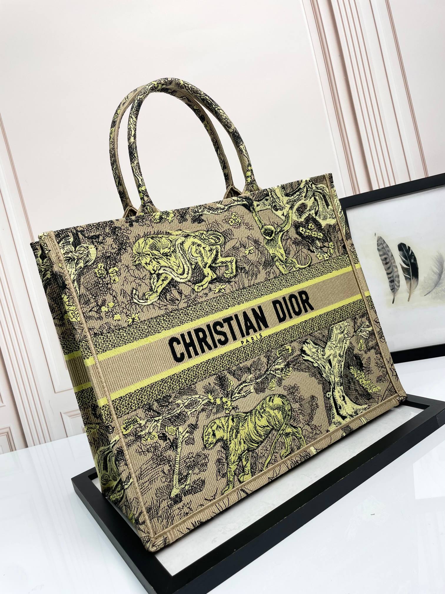 [TOP] Christian Dior Book Tote Bag 3 Sizes - Yellow