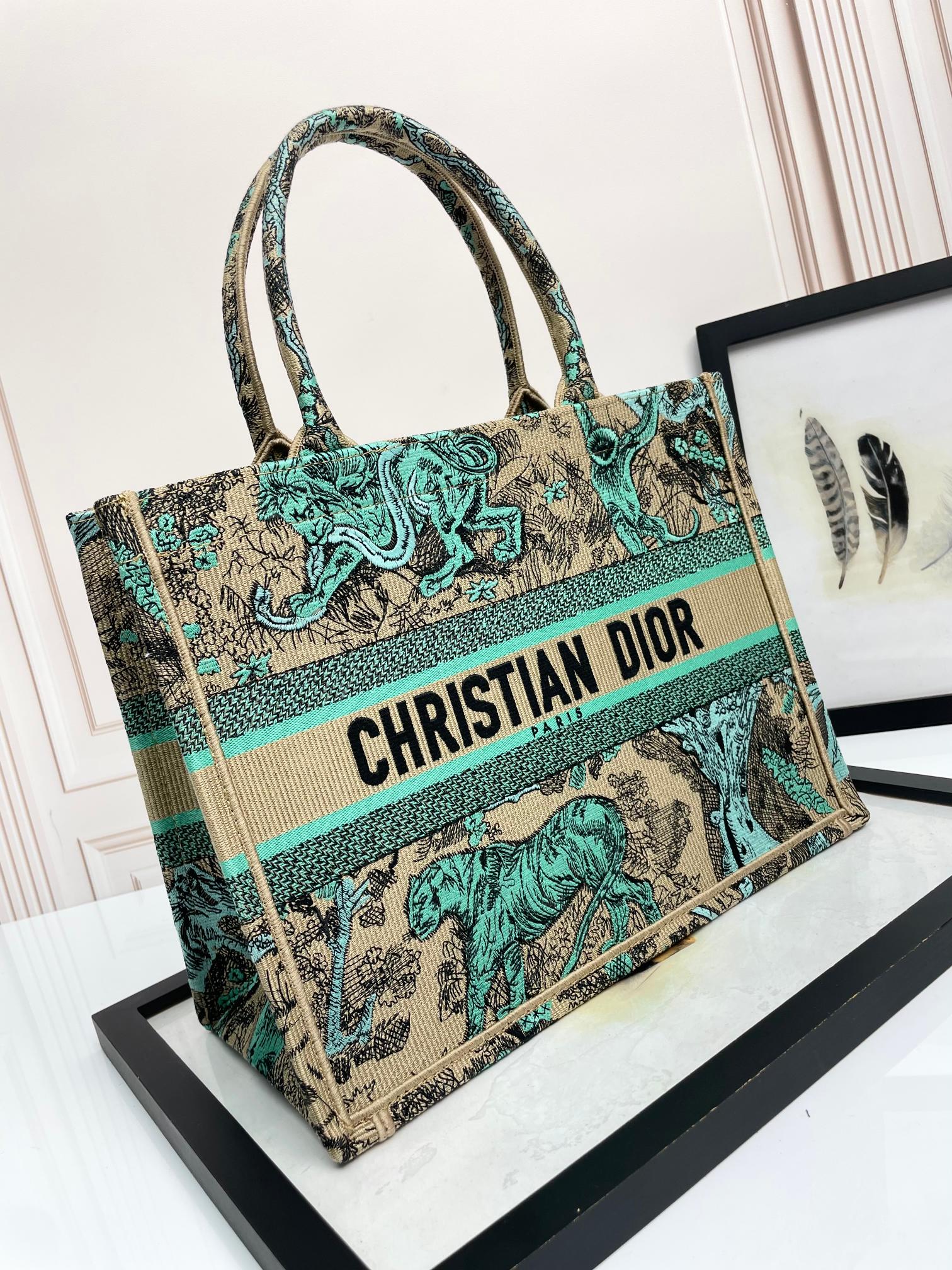 [TOP] Christian Dior Book Tote Bag 3 Sizes - Green