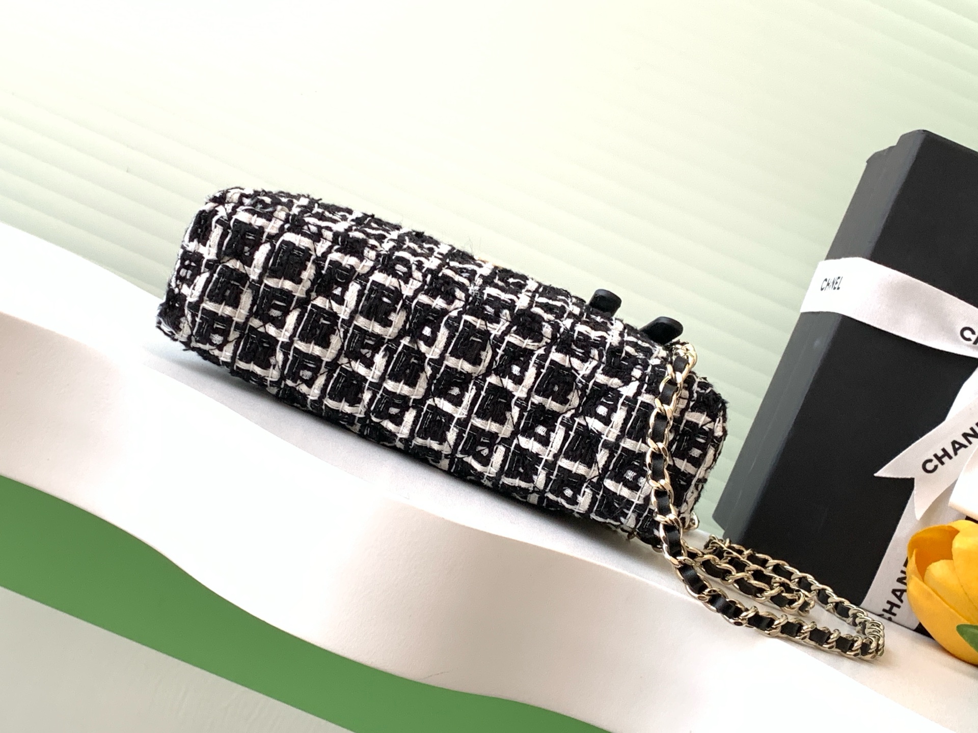 [TOP] CHANEL Vanity Case Bag 25C Chain Clutch Bag Denim 17*19.5*5cm - Black