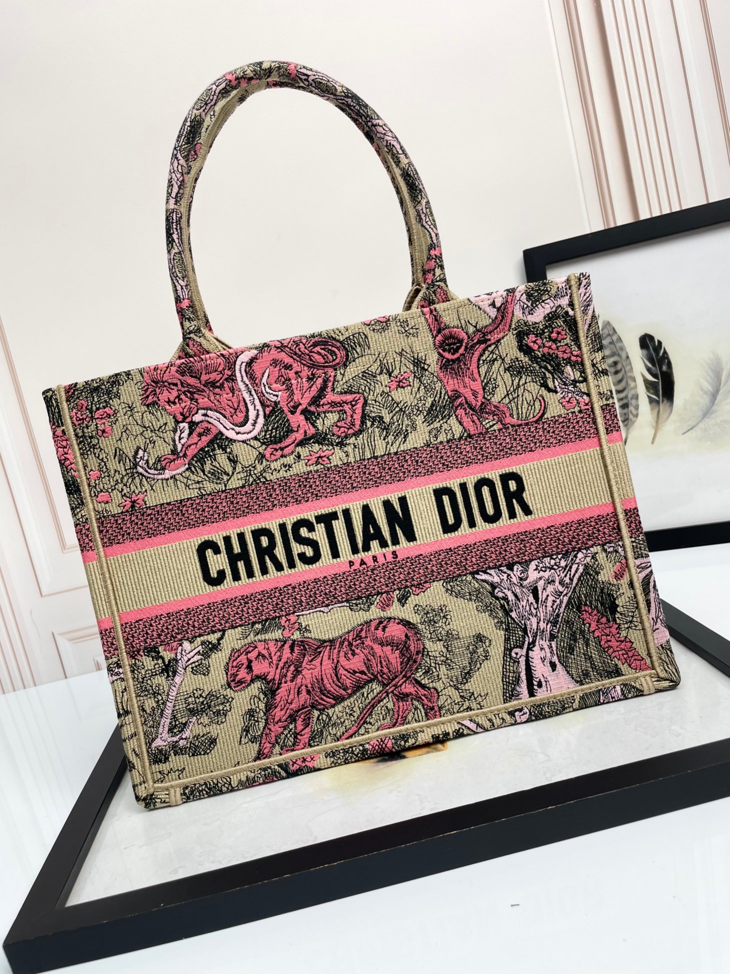 [TOP] Christian Dior Book Tote Bag 3 Sizes - Pink