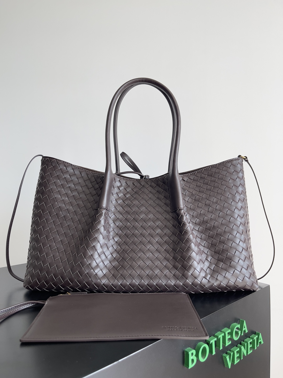 [TOP] Bottega Veneta BV Pinacoteca Bag 24x15x12cm/43x23x17.5cm - Chocolate