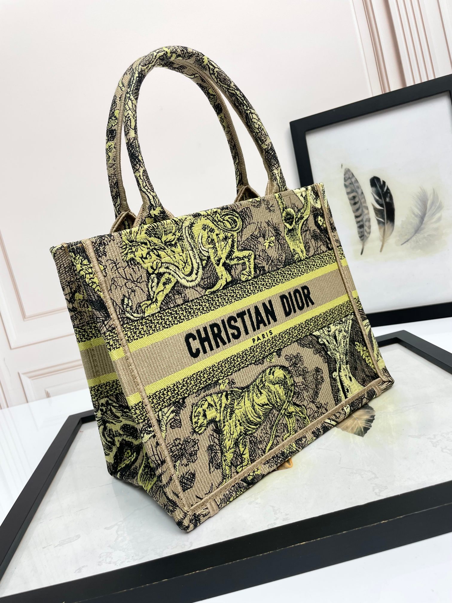 [TOP] Christian Dior Book Tote Bag 3 Sizes - Yellow