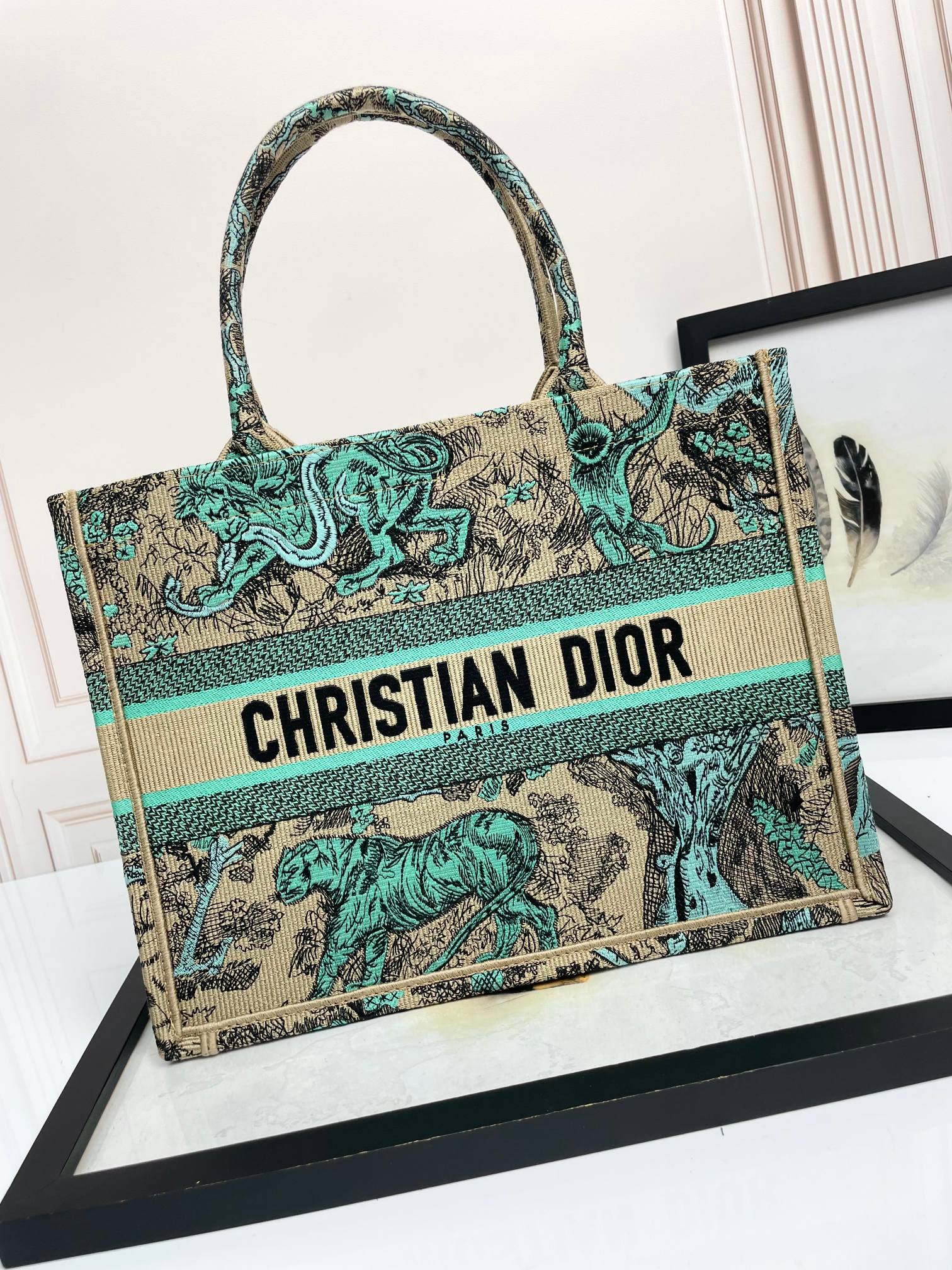 [TOP] Christian Dior Book Tote Bag 3 Sizes - Green