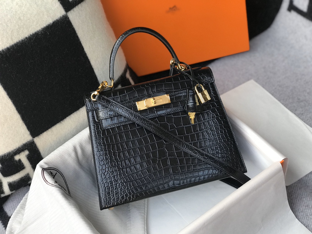 [TOP] HERMES Customised Real Crocodile Leather Kelly Bag 19/22/25/28/32/35/40cm