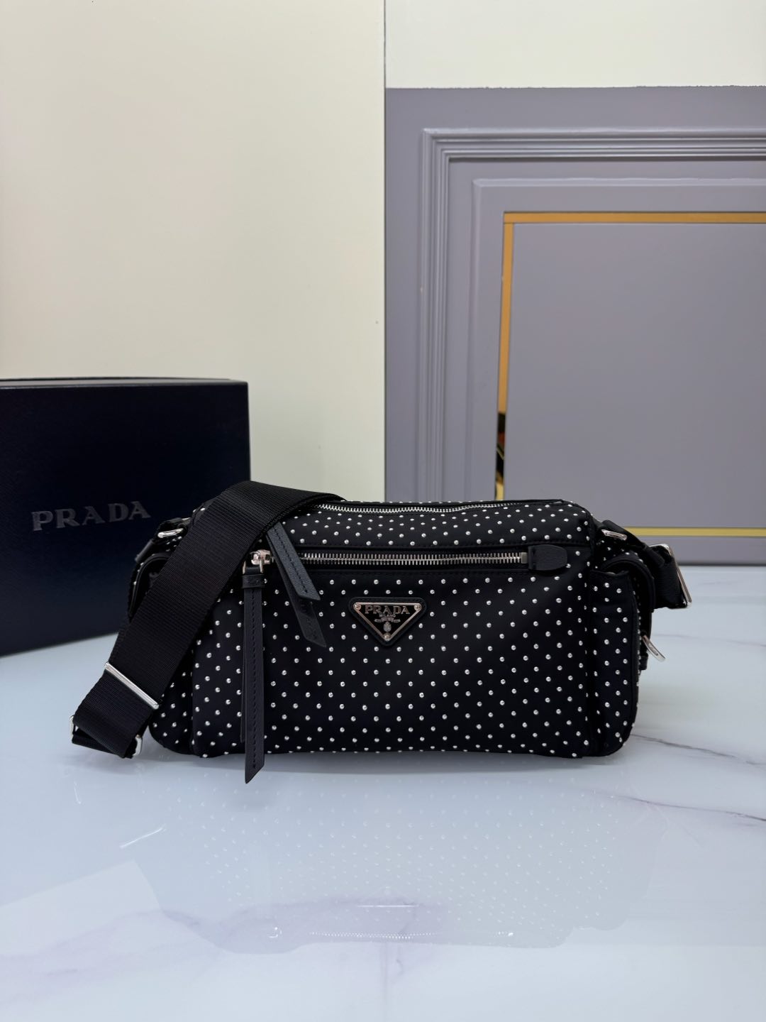 [TOP] PRADA Messenger Bag Nylon 33x17x9cm - Black