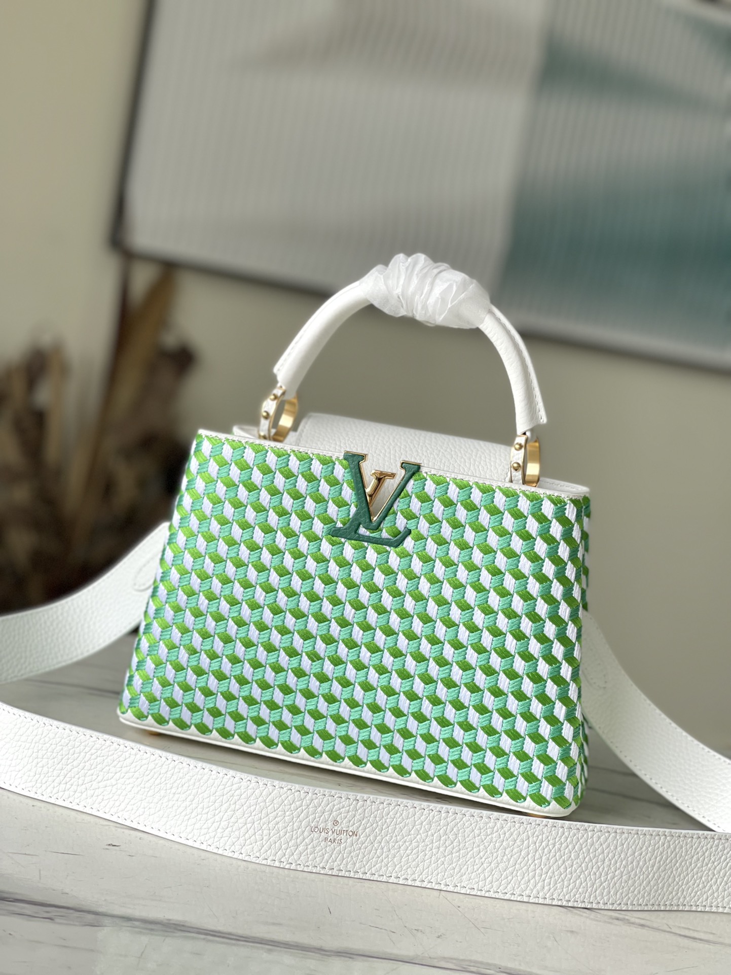 [TOP] Louis Vuitton LV Capucines Tressage Bag Taurillon Leather - Green