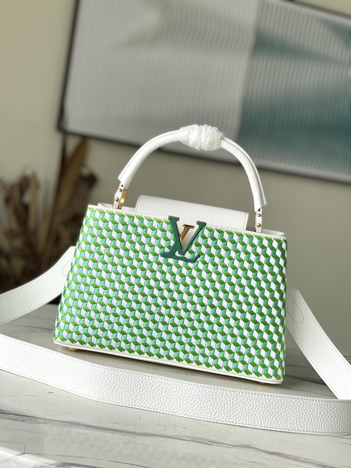 [TOP] Louis Vuitton LV Capucines Tressage Bag Taurillon Leather - Green