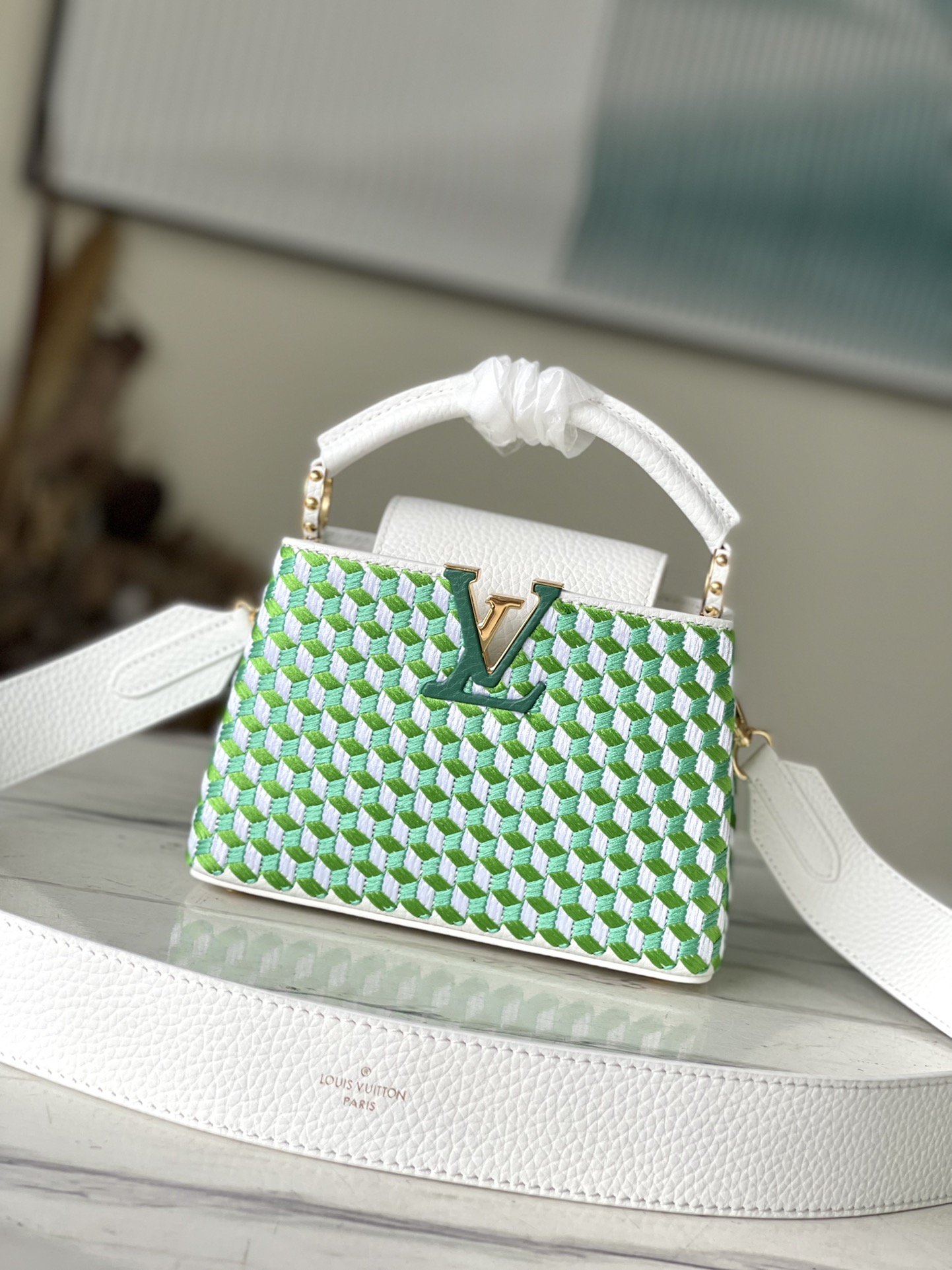[TOP] Louis Vuitton LV Capucines Tressage Bag Taurillon Leather - Green