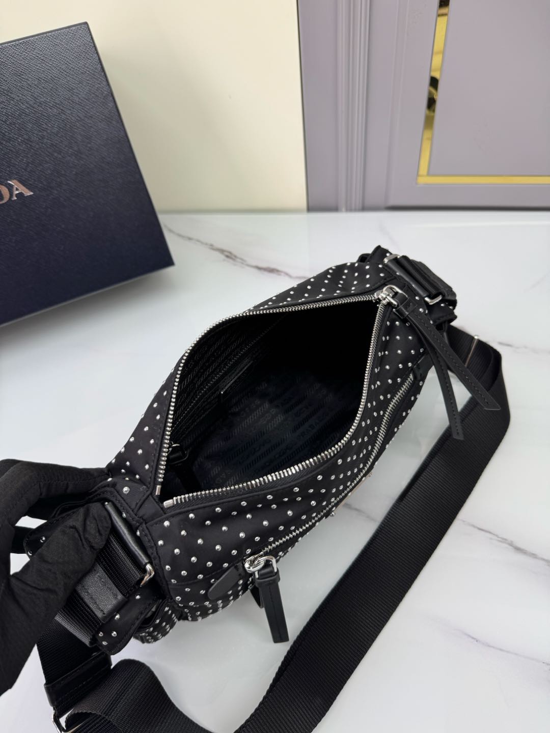 [TOP] PRADA Messenger Bag Nylon 33x17x9cm - Black