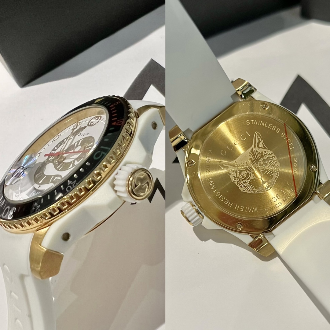 [TOP] GUCCI Watch with Snake Pattern 40mm - White