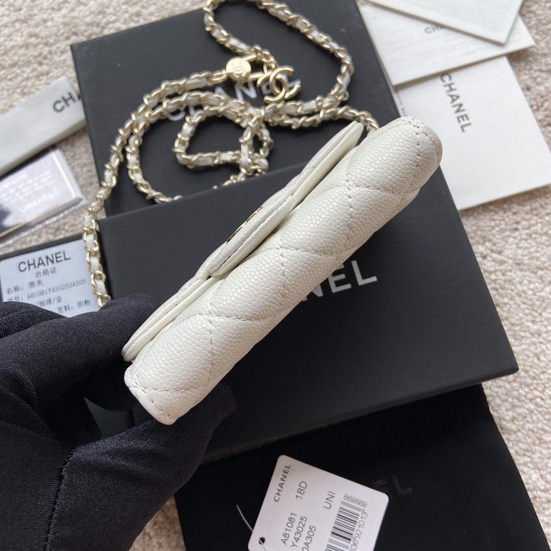 [TOP] CHANEL Small Chain Card Bag Cowhide 11×7cm -  2 Colour