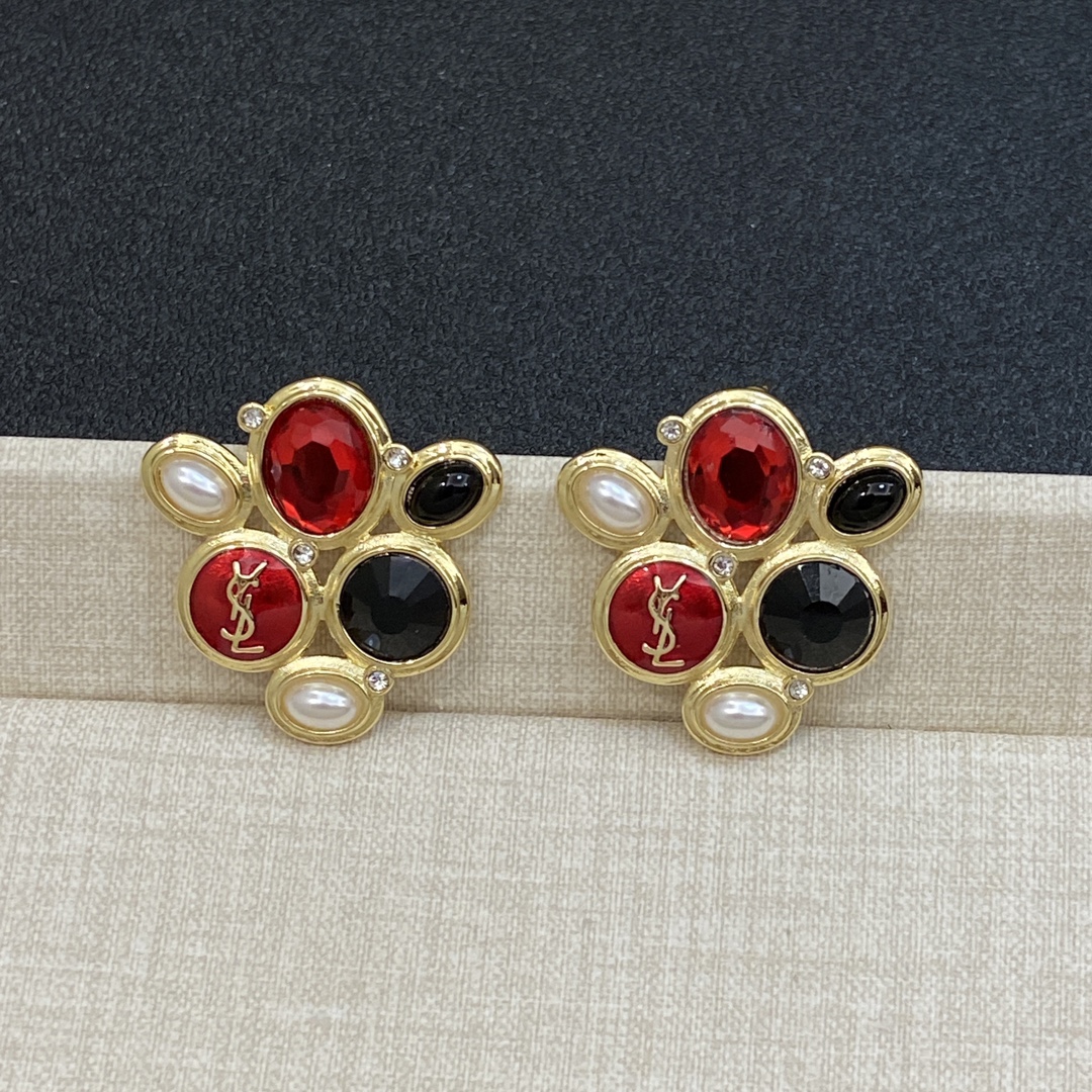 [TOP] Yves Saint Laurent YSL Earrings - Gold