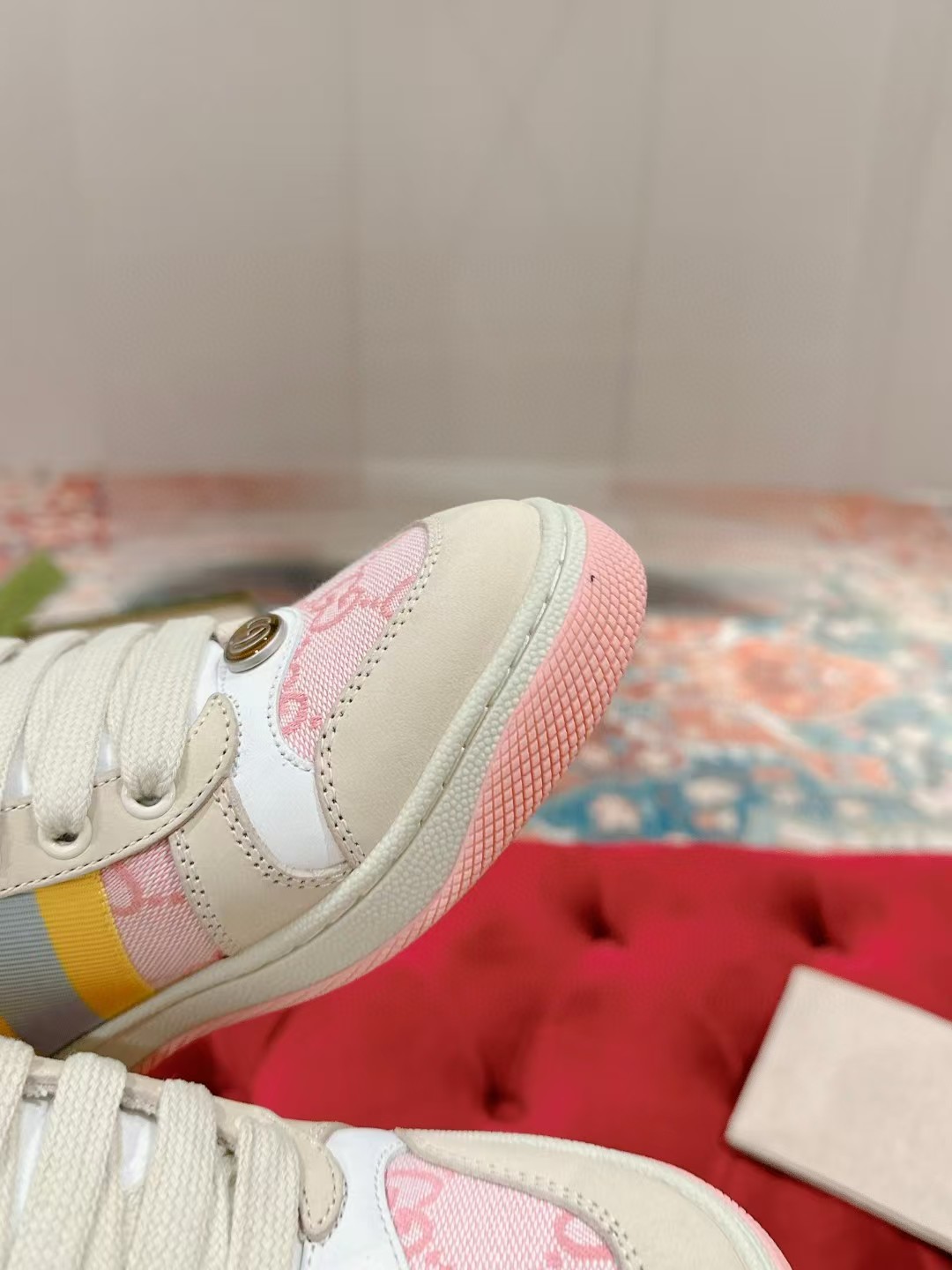 [TOP] GUCCI GG Casual Shoes - Pink and Beige