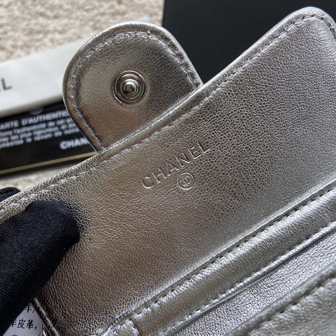 [TOP] CHANEL Small Chain Card Bag Sheepskin 11×7cm -  2 Colour