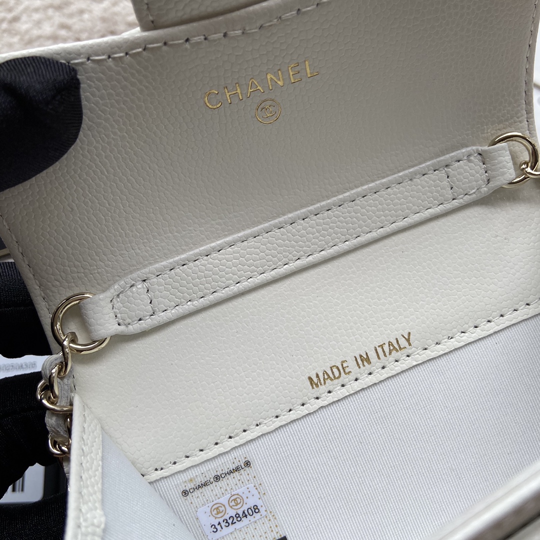 [TOP] CHANEL Small Chain Card Bag Cowhide 11×7cm -  2 Colour