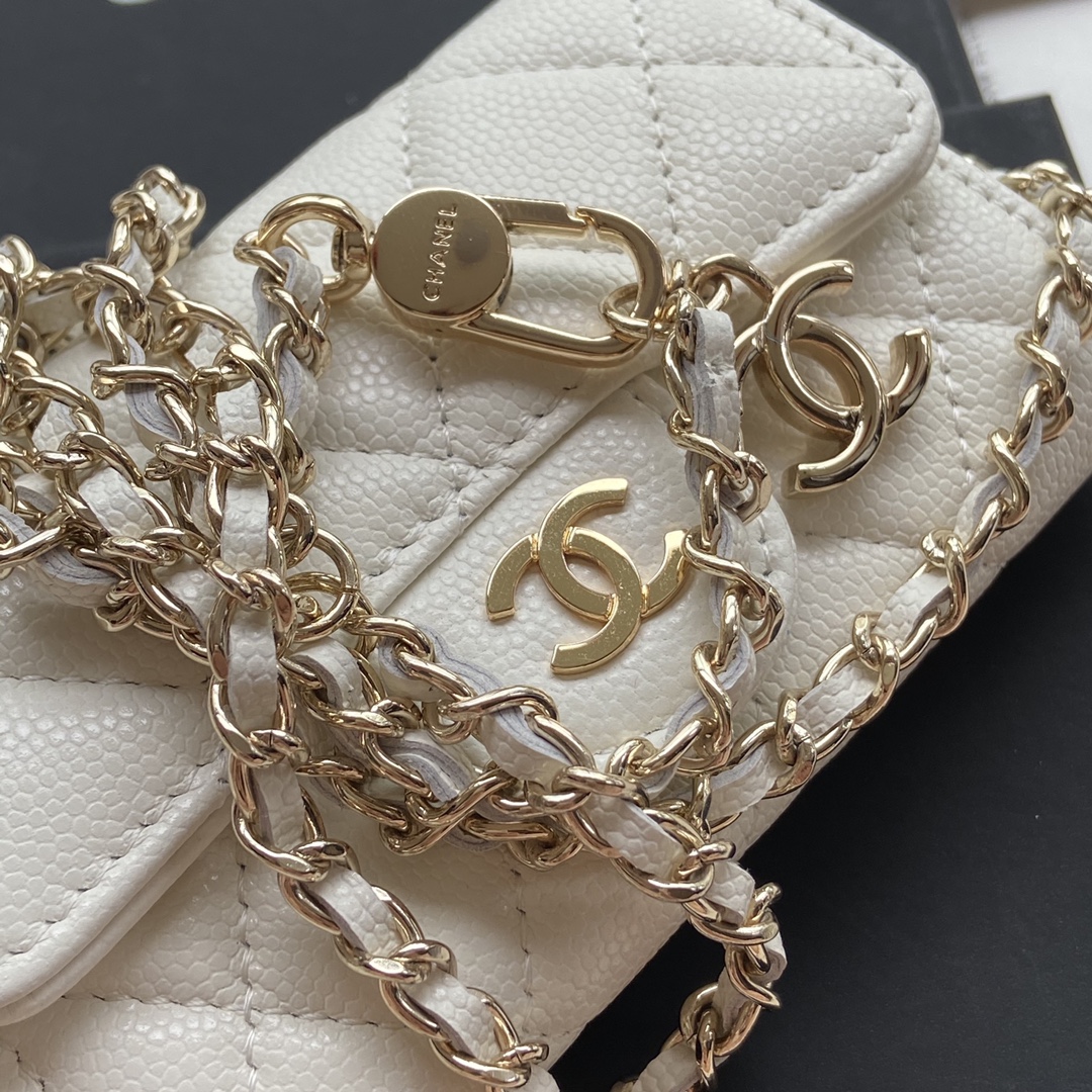 [TOP] CHANEL Small Chain Card Bag Cowhide 11×7cm -  2 Colour