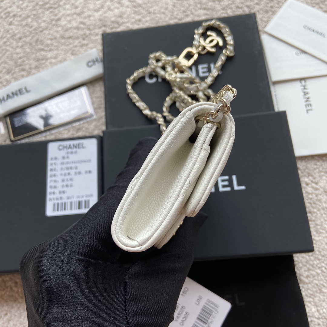 [TOP] CHANEL Small Chain Card Bag Cowhide 11×7cm -  2 Colour