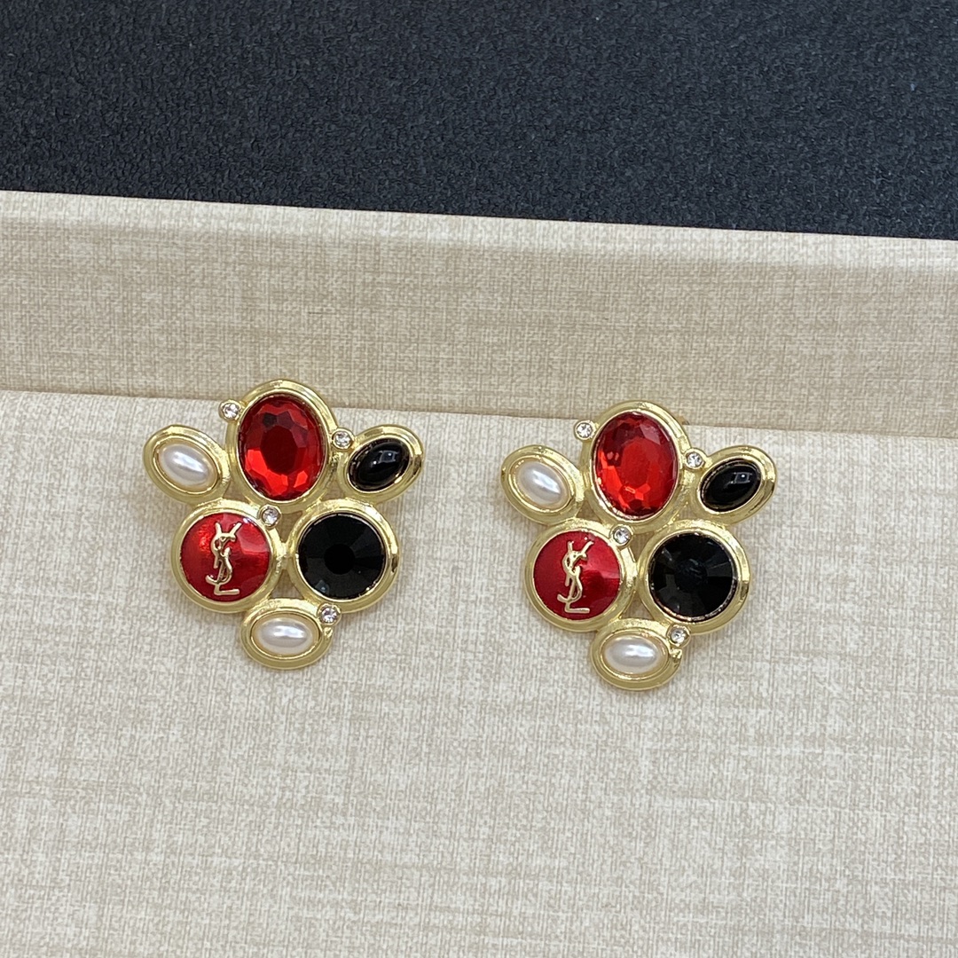 [TOP] Yves Saint Laurent YSL Earrings - Gold