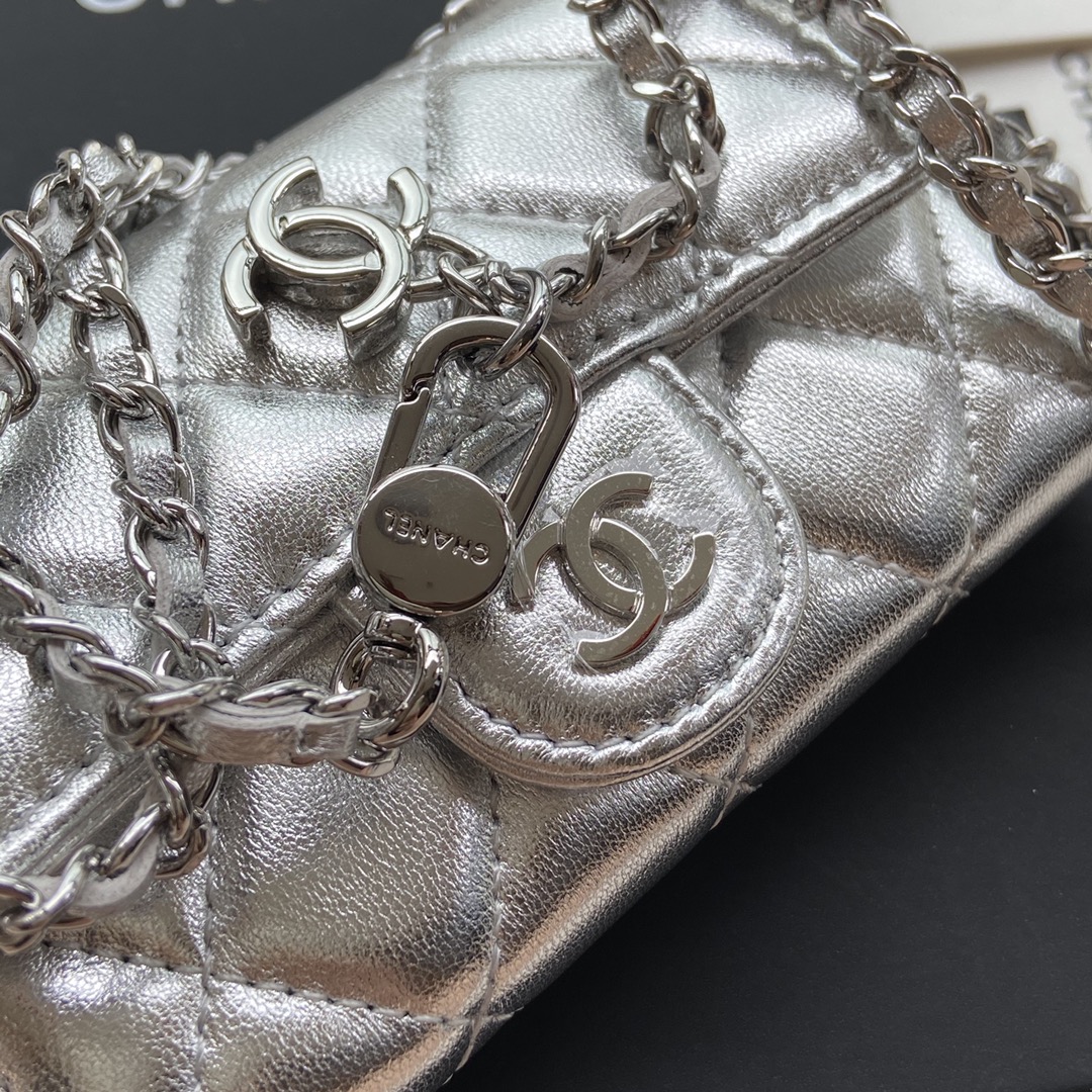 [TOP] CHANEL Small Chain Card Bag Sheepskin 11×7cm -  2 Colour