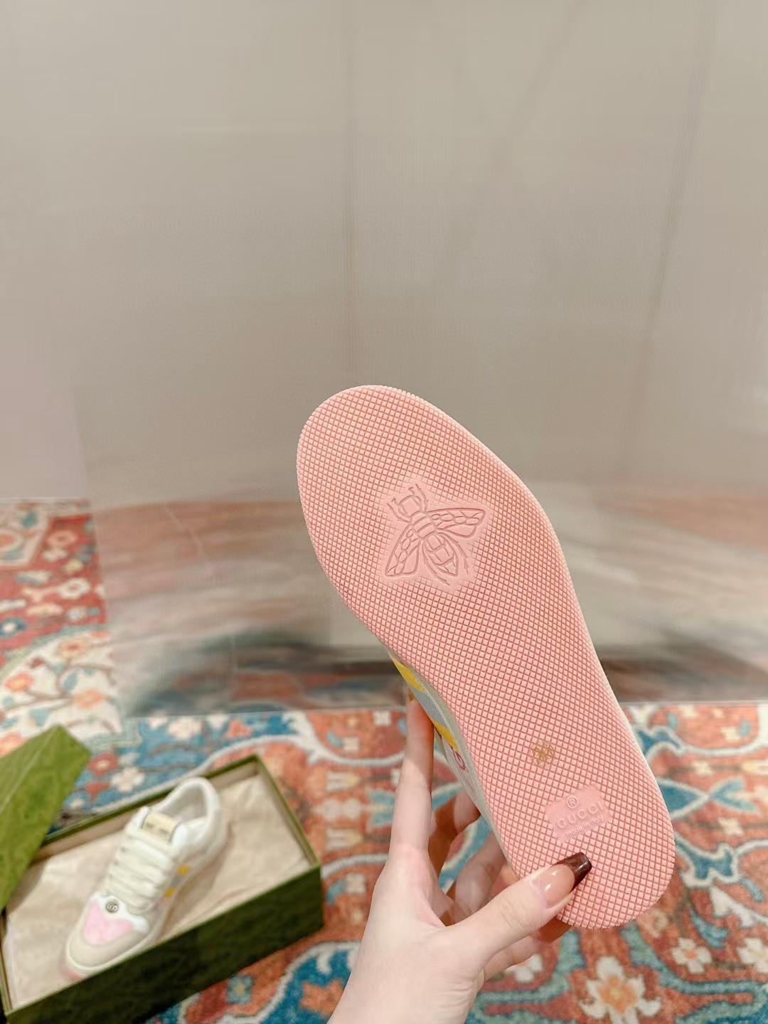 [TOP] GUCCI GG Casual Shoes - Pink and Beige