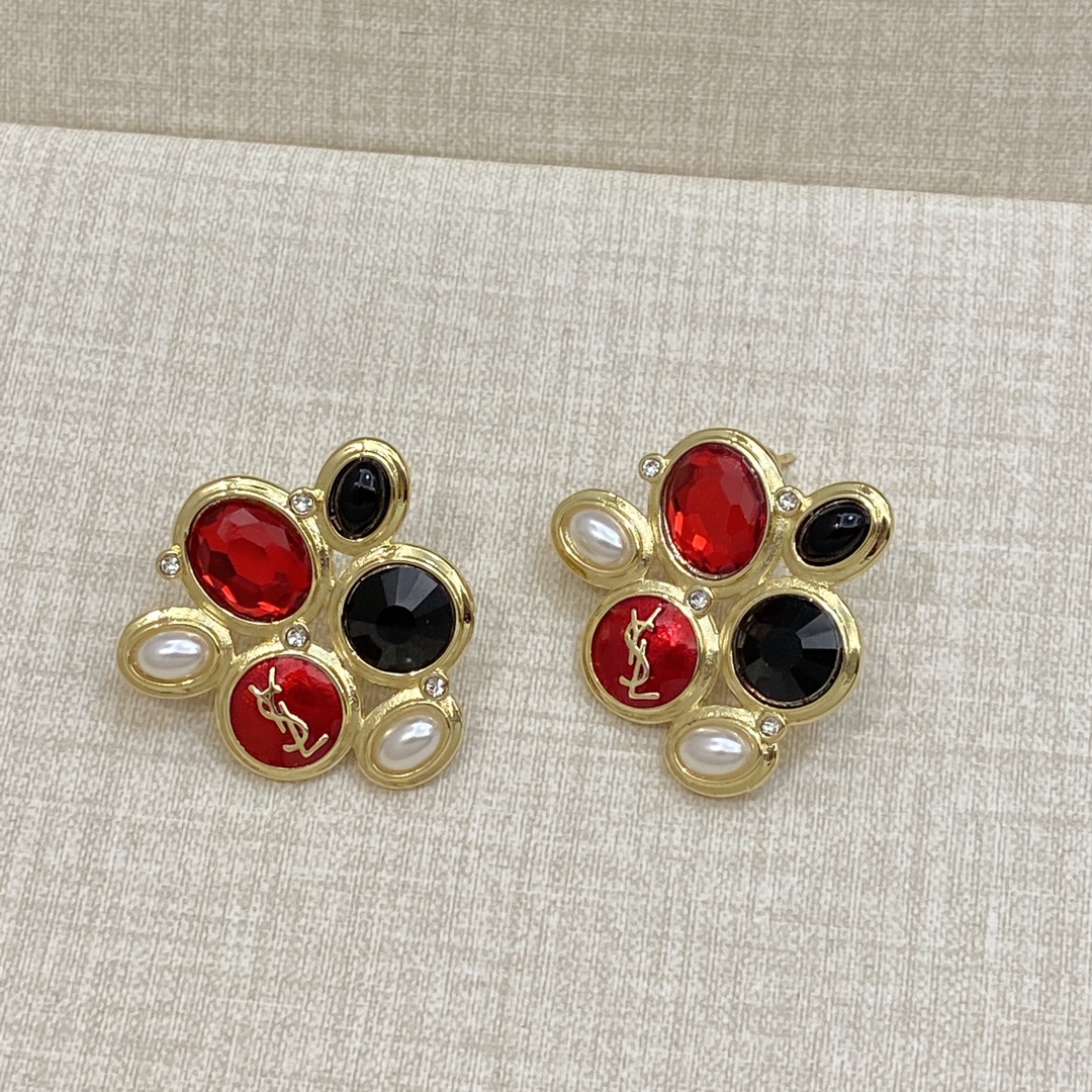 [TOP] Yves Saint Laurent YSL Earrings - Gold