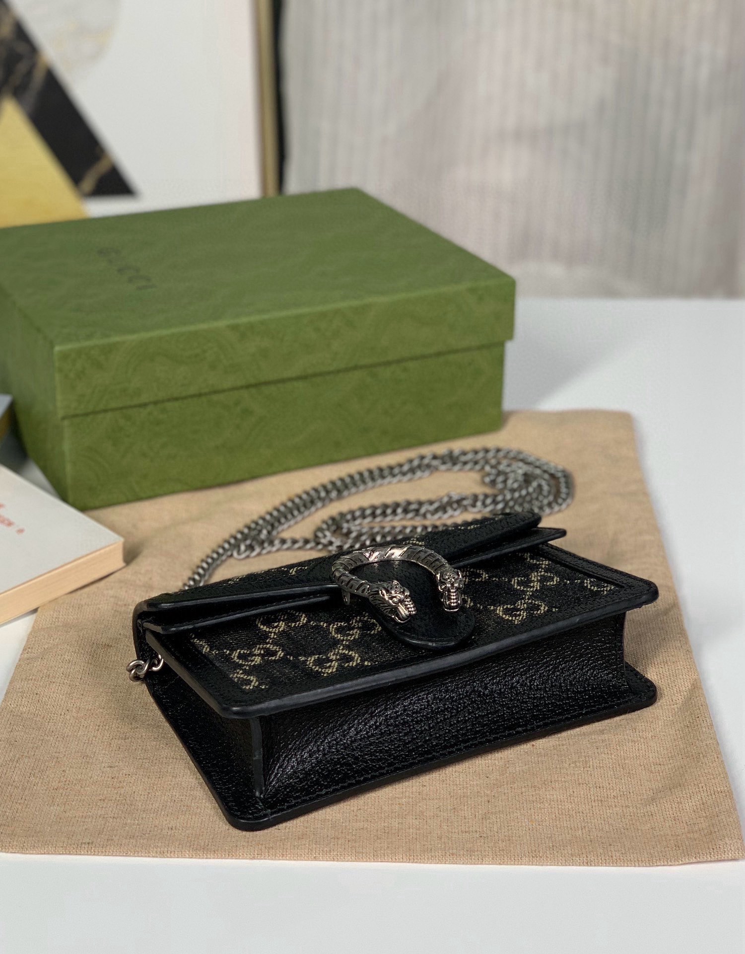 [TOP] GUCCI Dionysus Bag Mini Chain Bag 16.5x10x4cm - Black